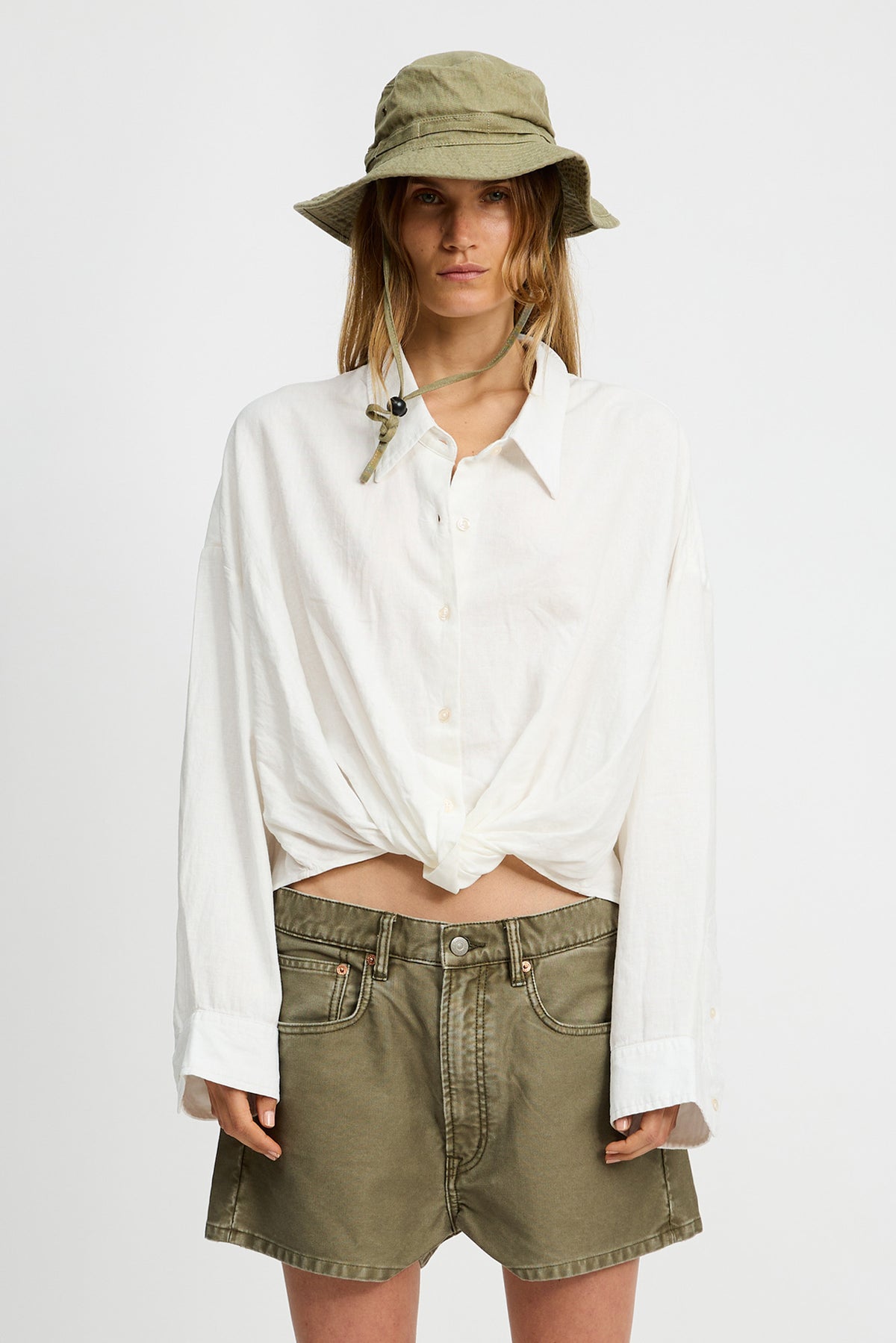 Twisted Front Shirt - White