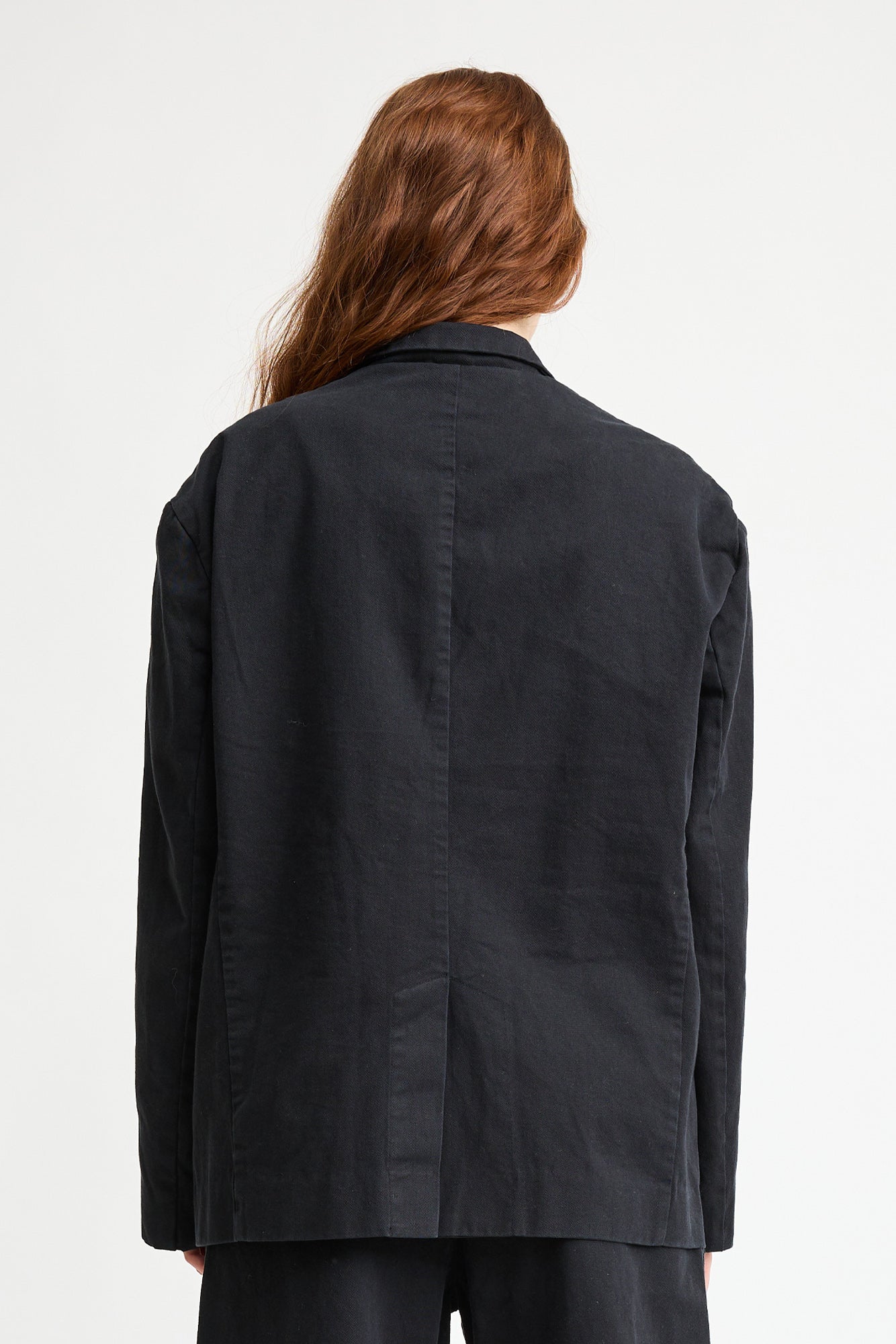 Deconstructed Double-Breated Peak Lapel Blazer - Black