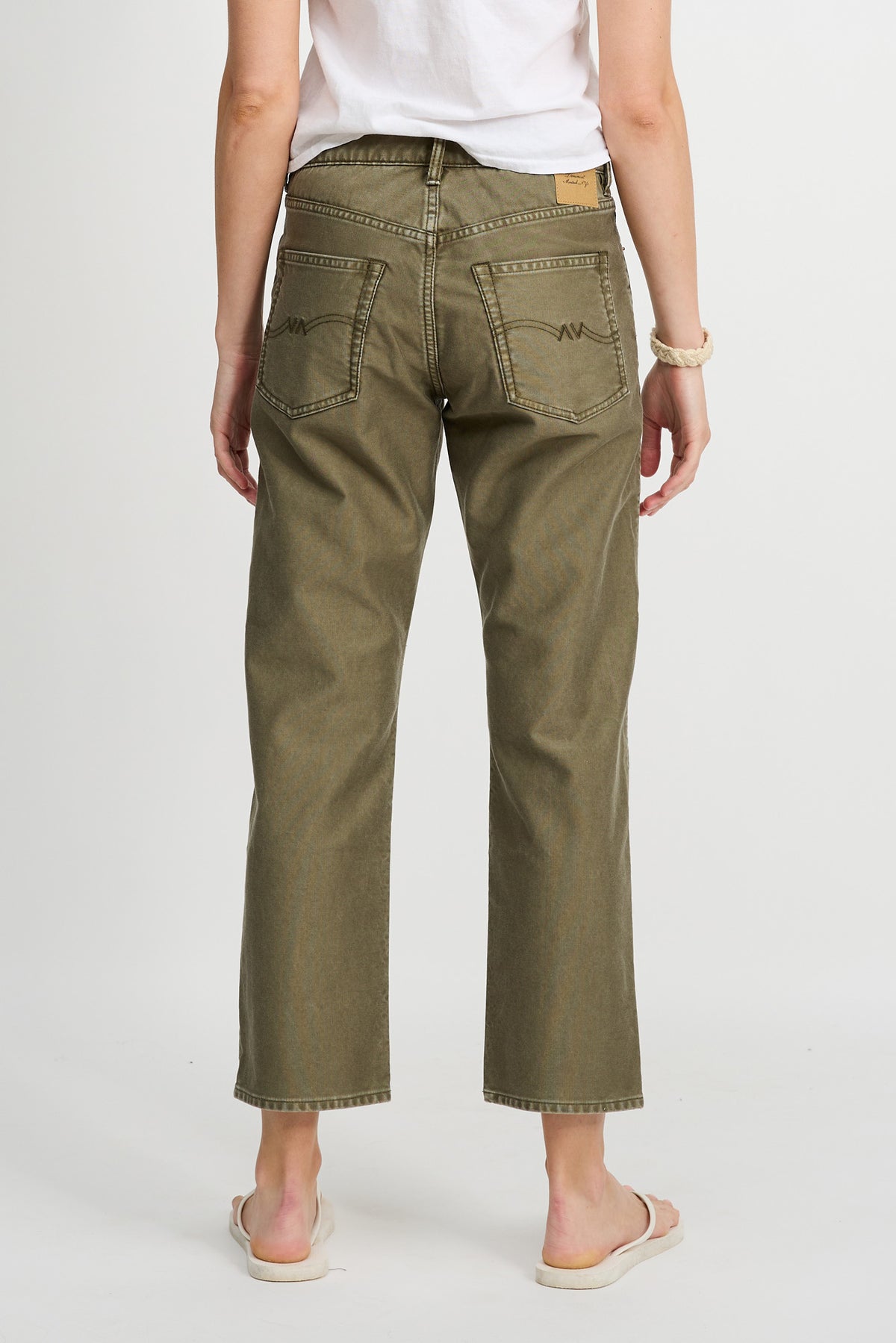Lindsay Slim Boyfriend Jean - Olive Green Bedford Cord
