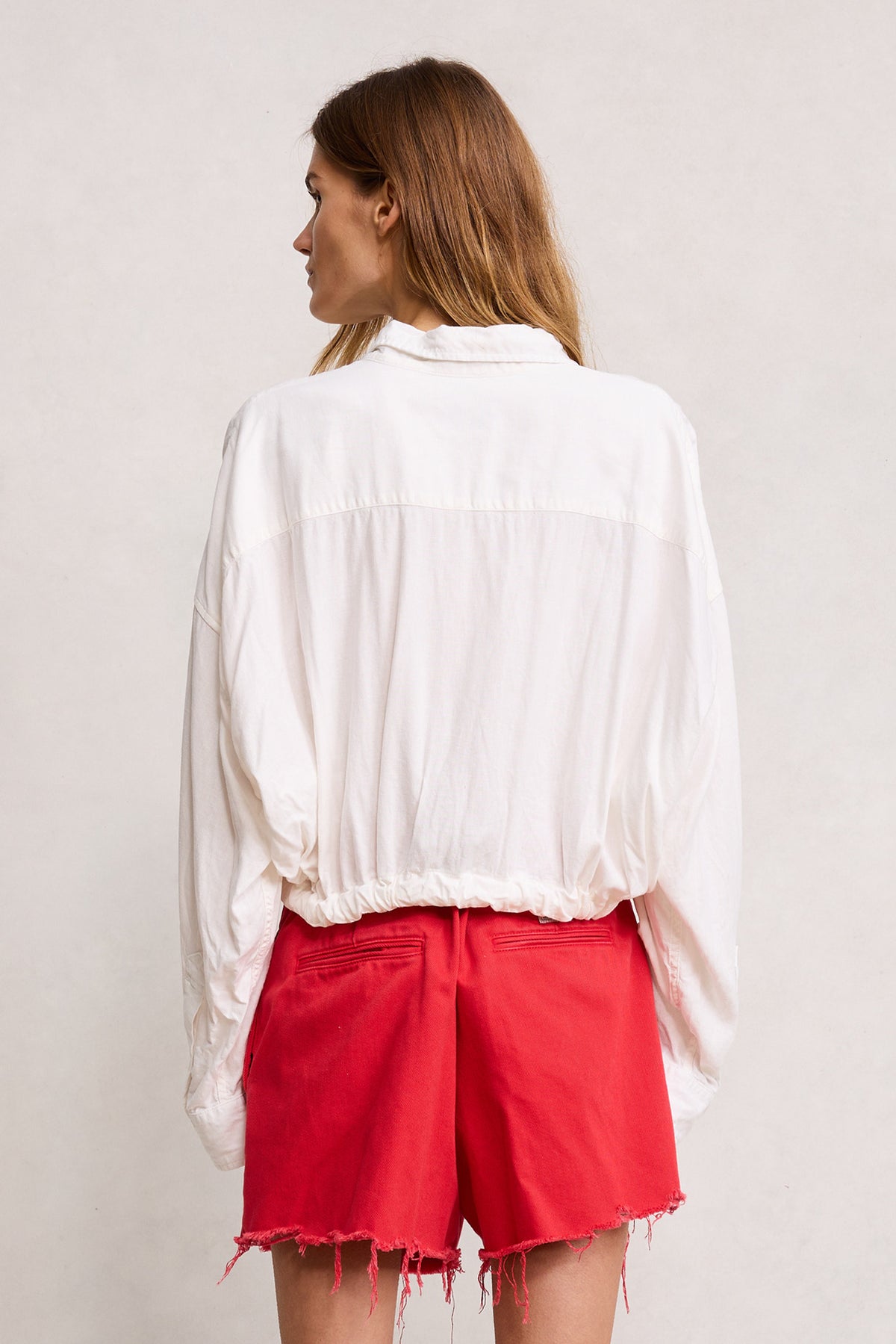 Long Sleeve Front Tie Shirt - White