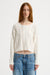 Cropped Relaxed Cable Sweater - White