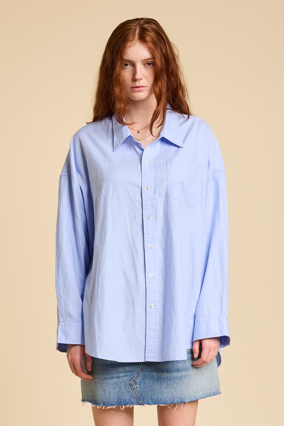 Button Front Shirt - Light Blue Oxford