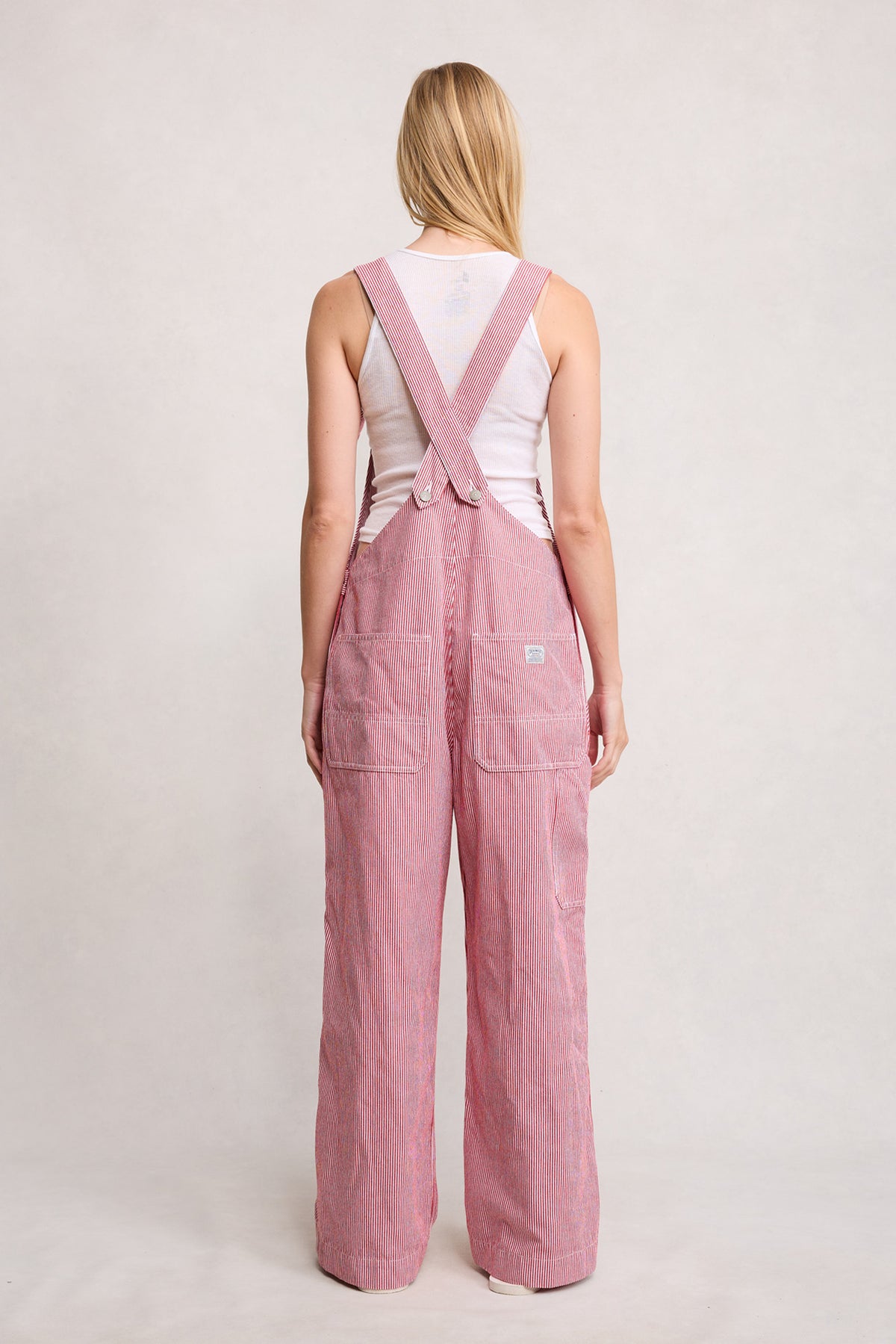 Tie Strap Relaxed Overall - Red Railroad Stripe