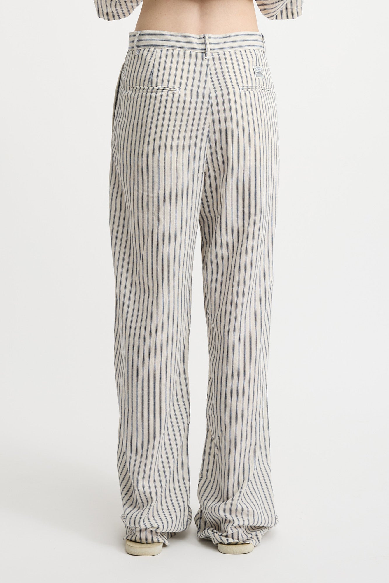 Blair Double Pleated Pant - Blue Ticking Stripe