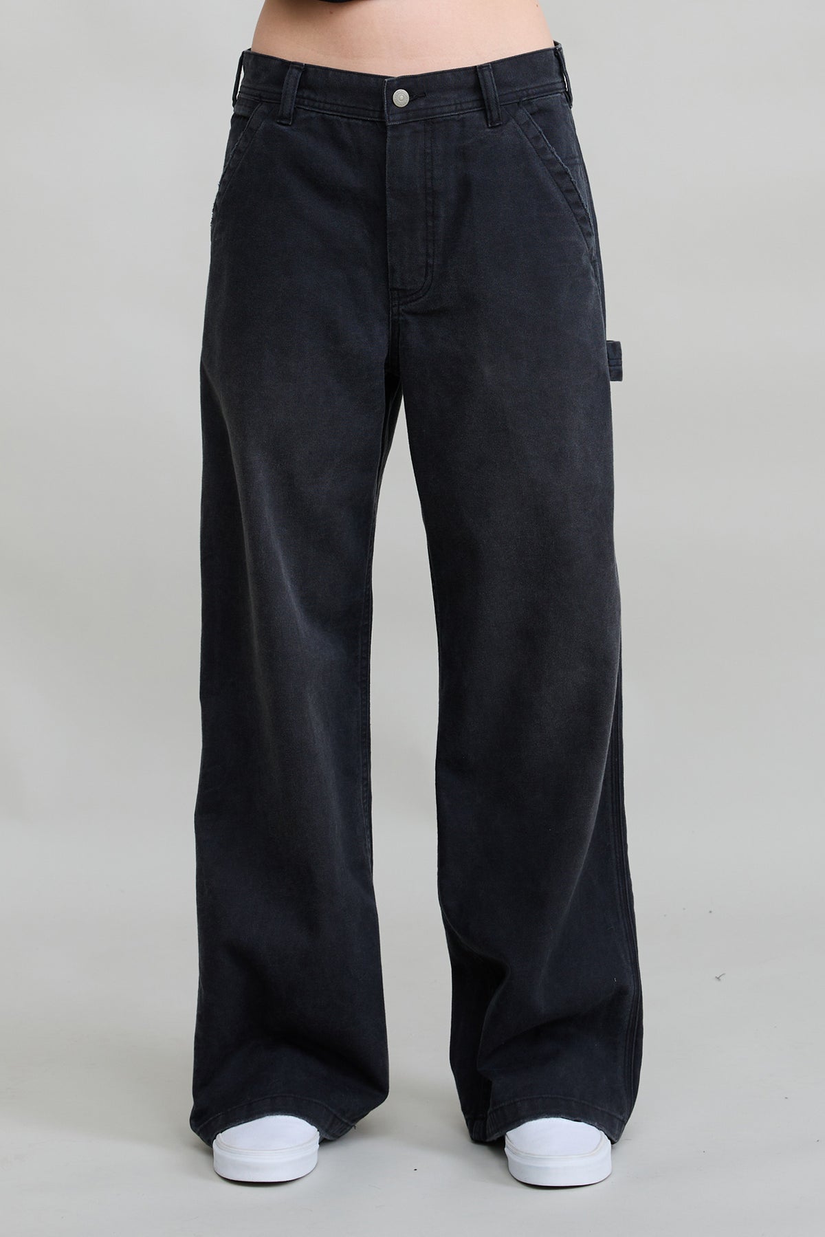 Teri Wide Leg Carpenter Pant - Worn Black Canvas