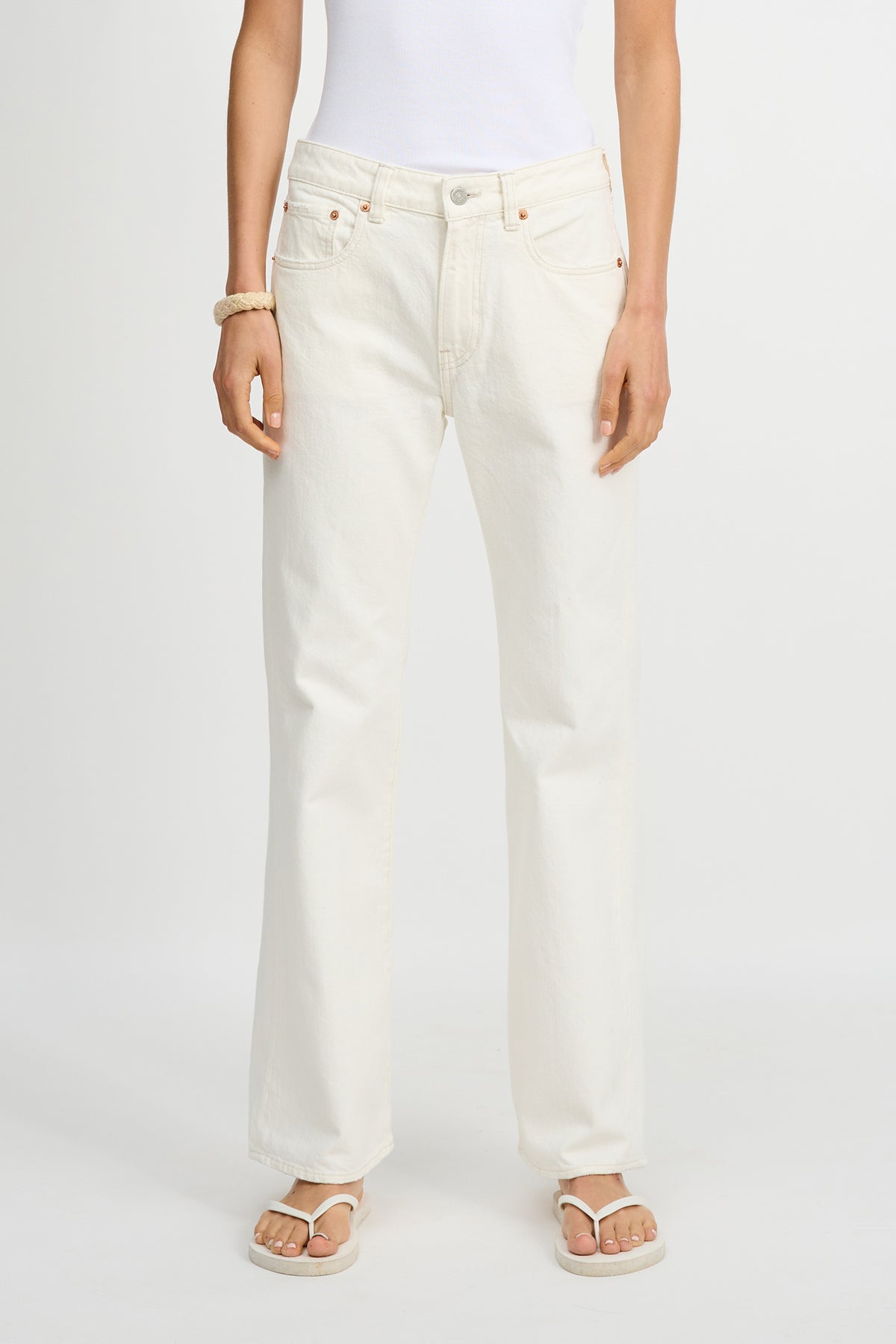 Jenna Cropped Flare Jean - Vintage Cream White