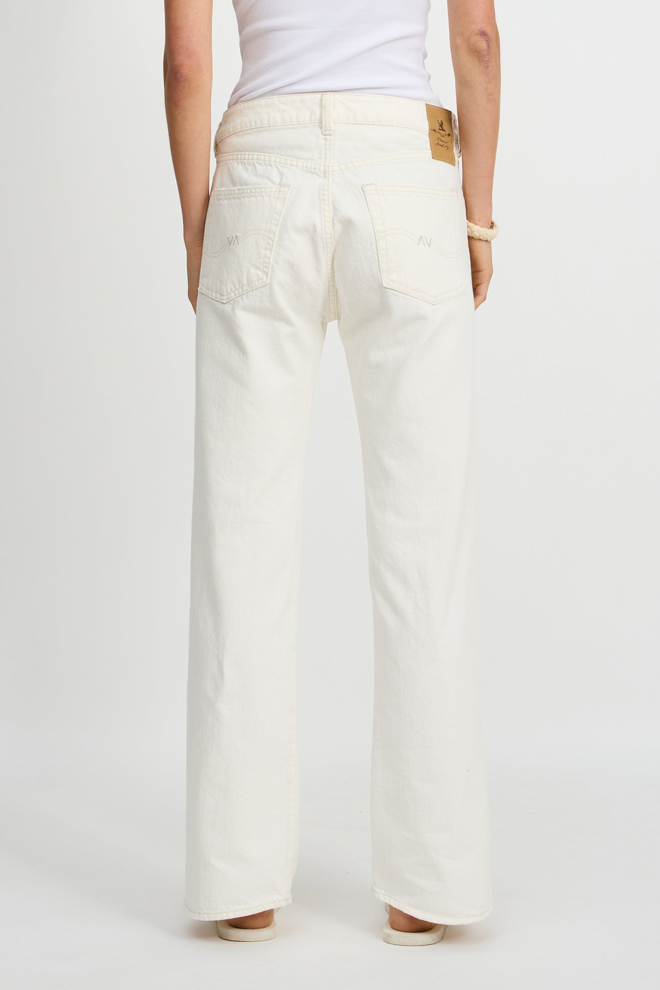 Jenna Cropped Flare Jean - Vintage Cream White