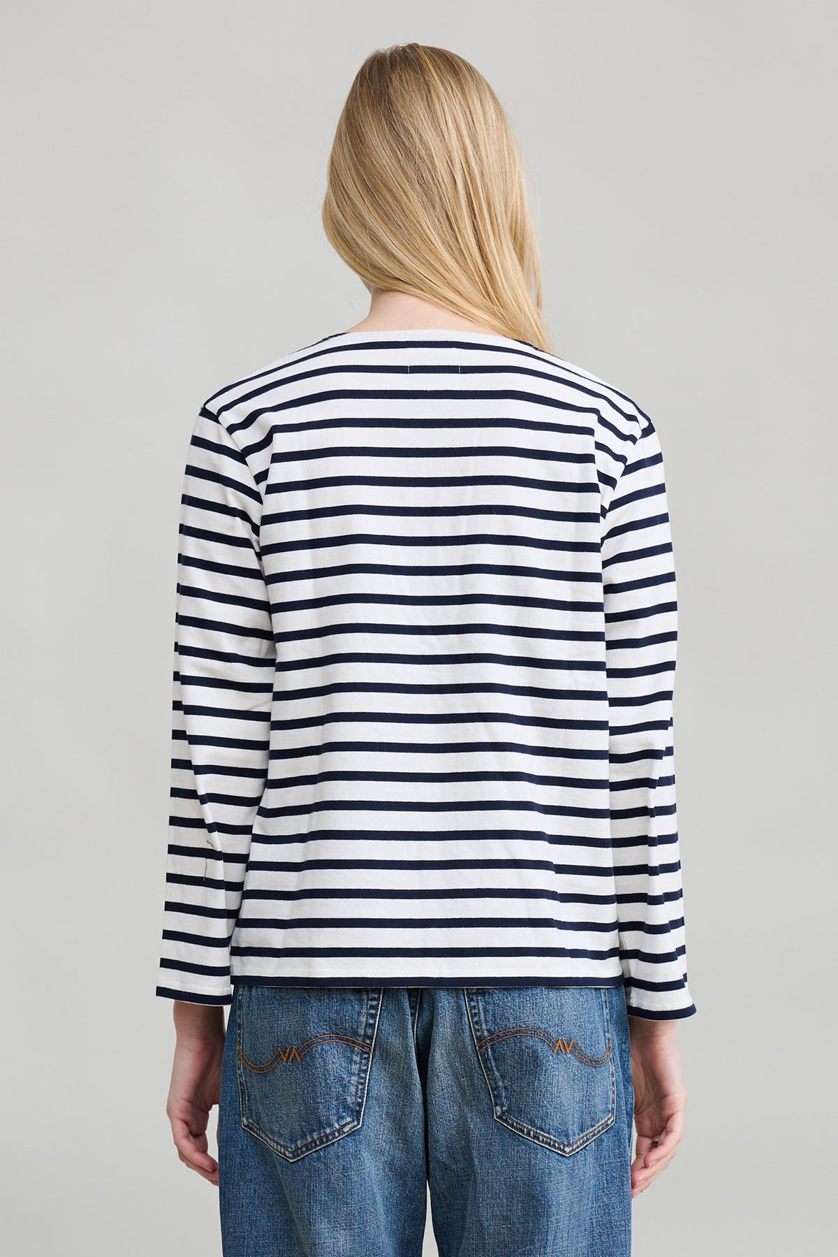 Mills Pond Stripe Tee - White Navy Stripe