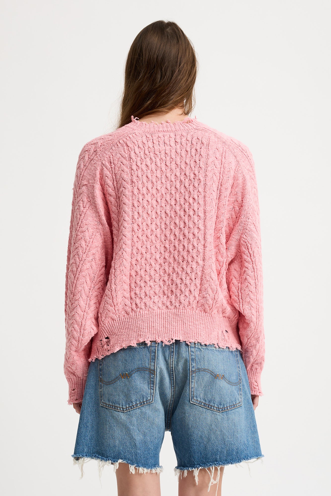 Oversized Aran Sweater - Pink