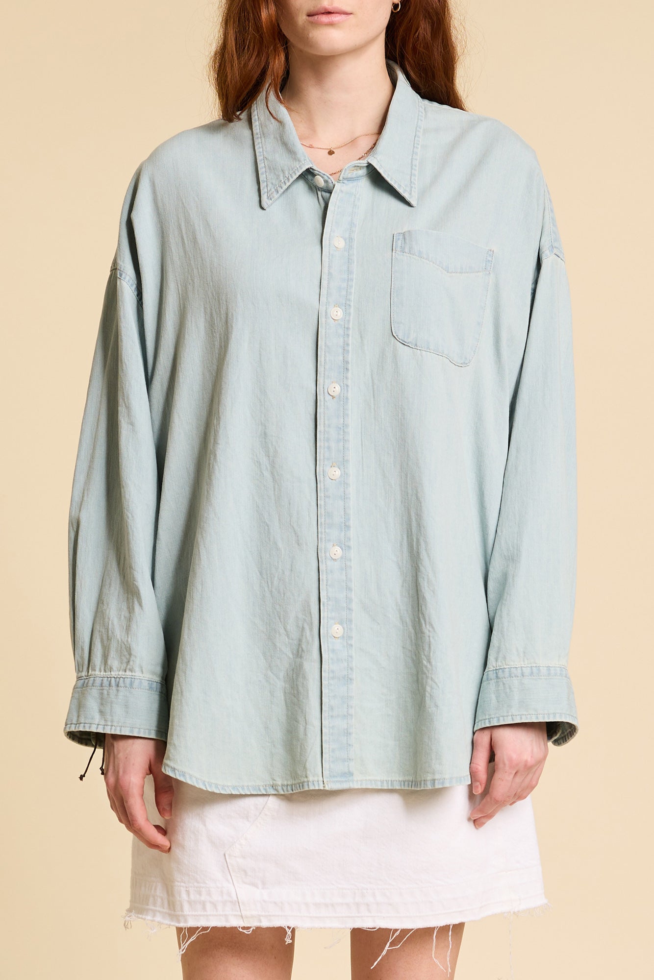 Button Front Shirt - Sunfaded Blue