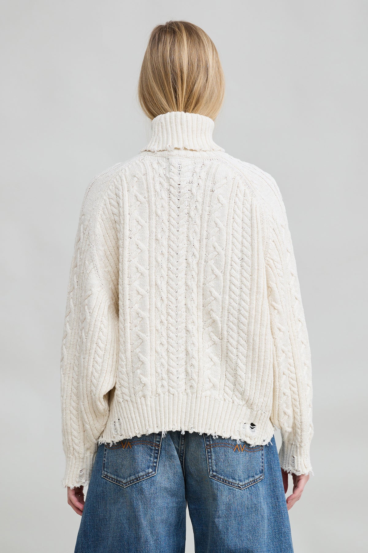 Shadow Flag Turtleneck Sweater - Off White Slub