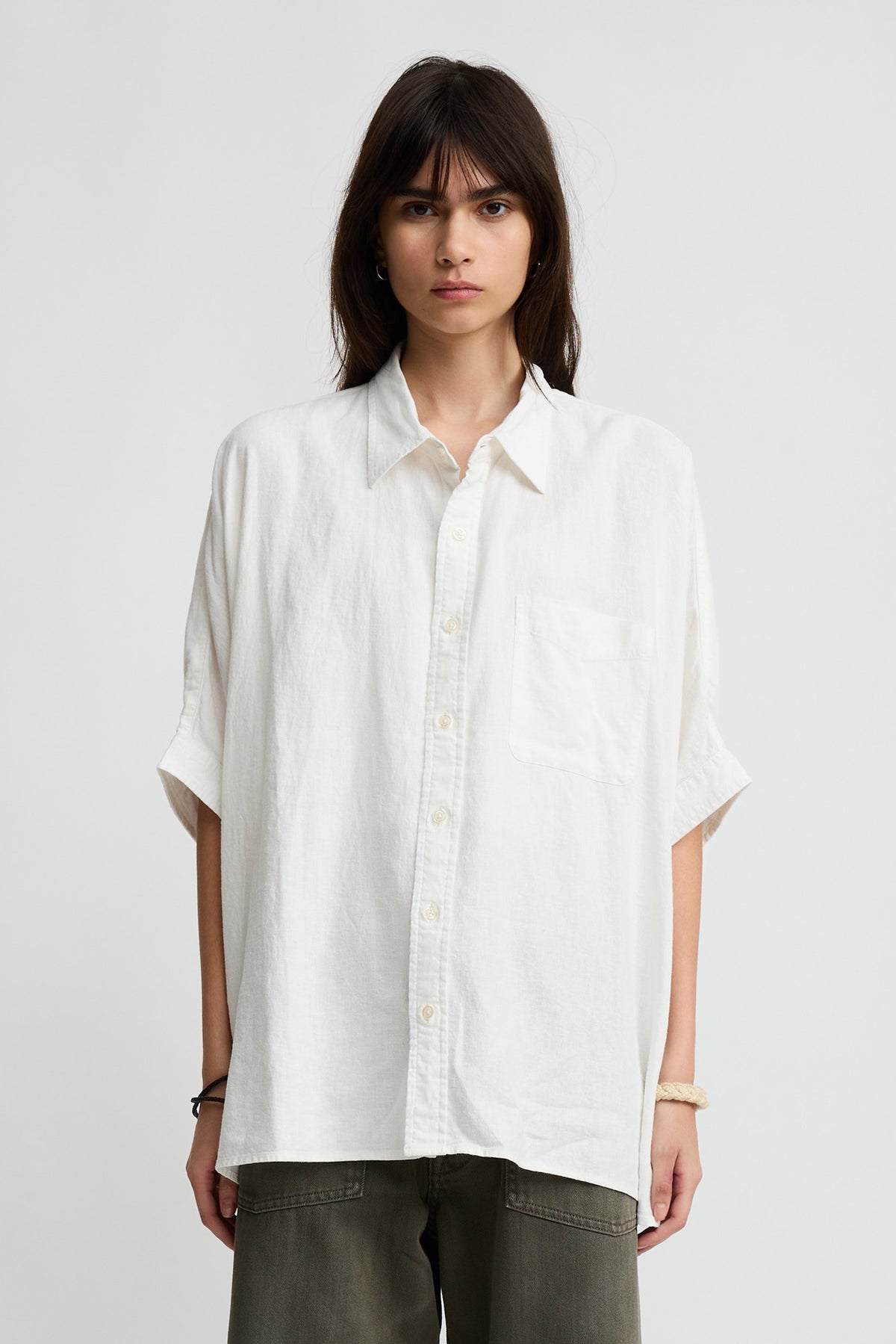 Boxy Cuffed Shirt - White