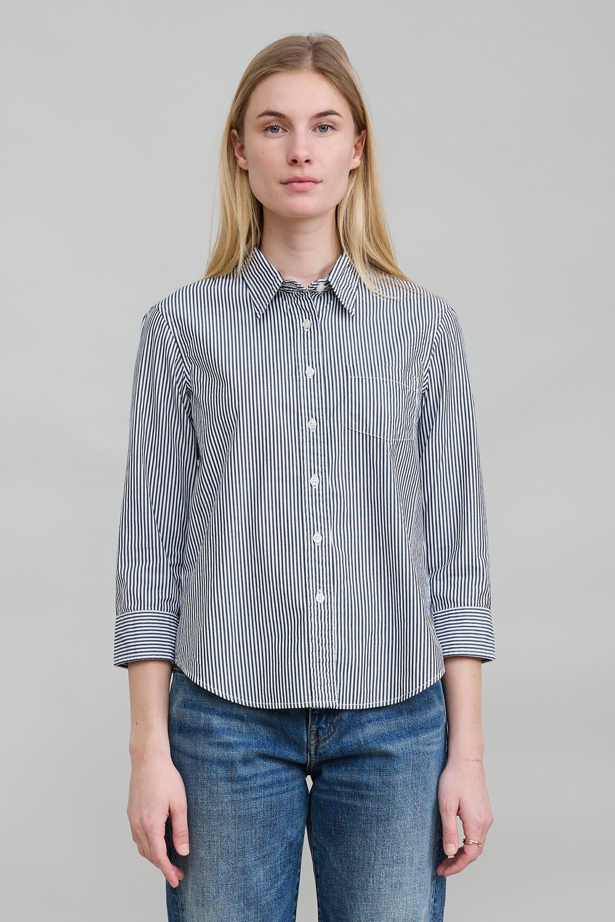 Adrienne Shrunken Shirt - Black Stripe