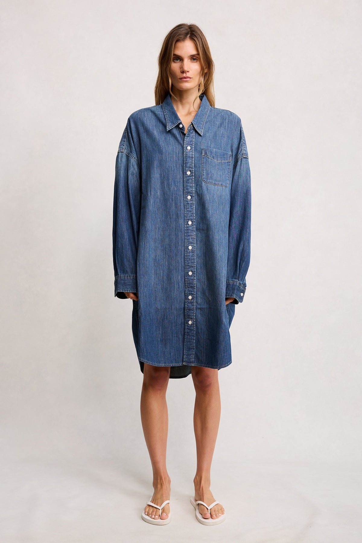 Oversized Cuffed Shirtdress - Seymour Indigo