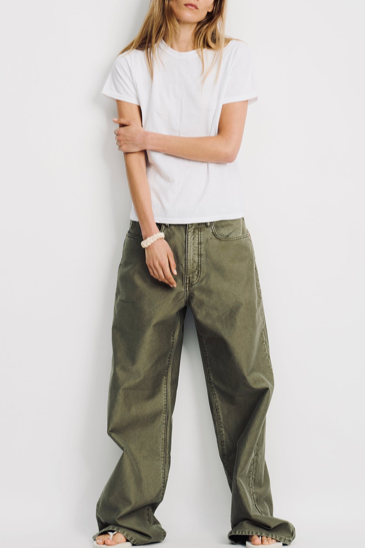Teri Wide Leg Jean - Olive Green Bedford Cord