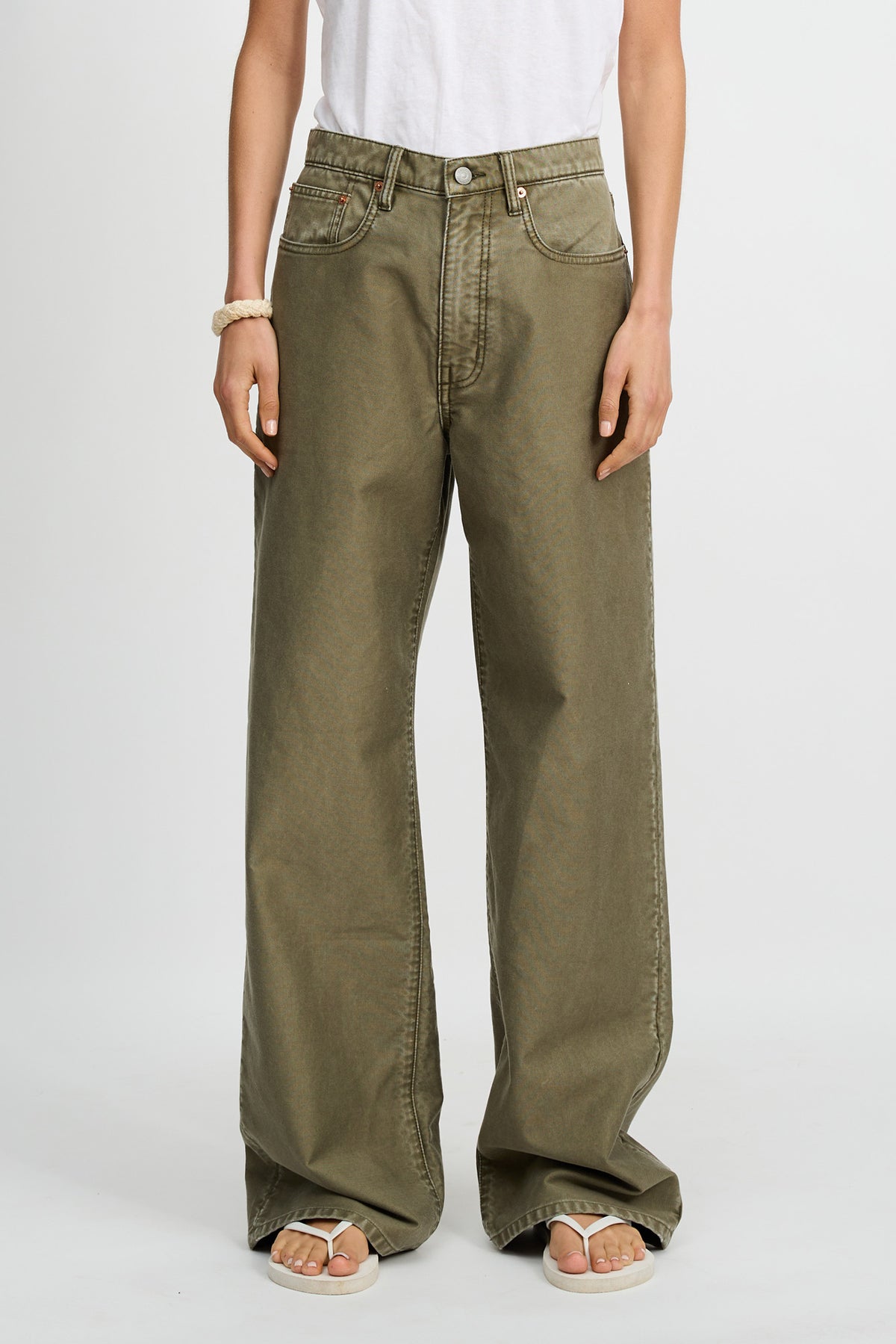 Teri Wide Leg Jean - Olive Green Bedford Cord