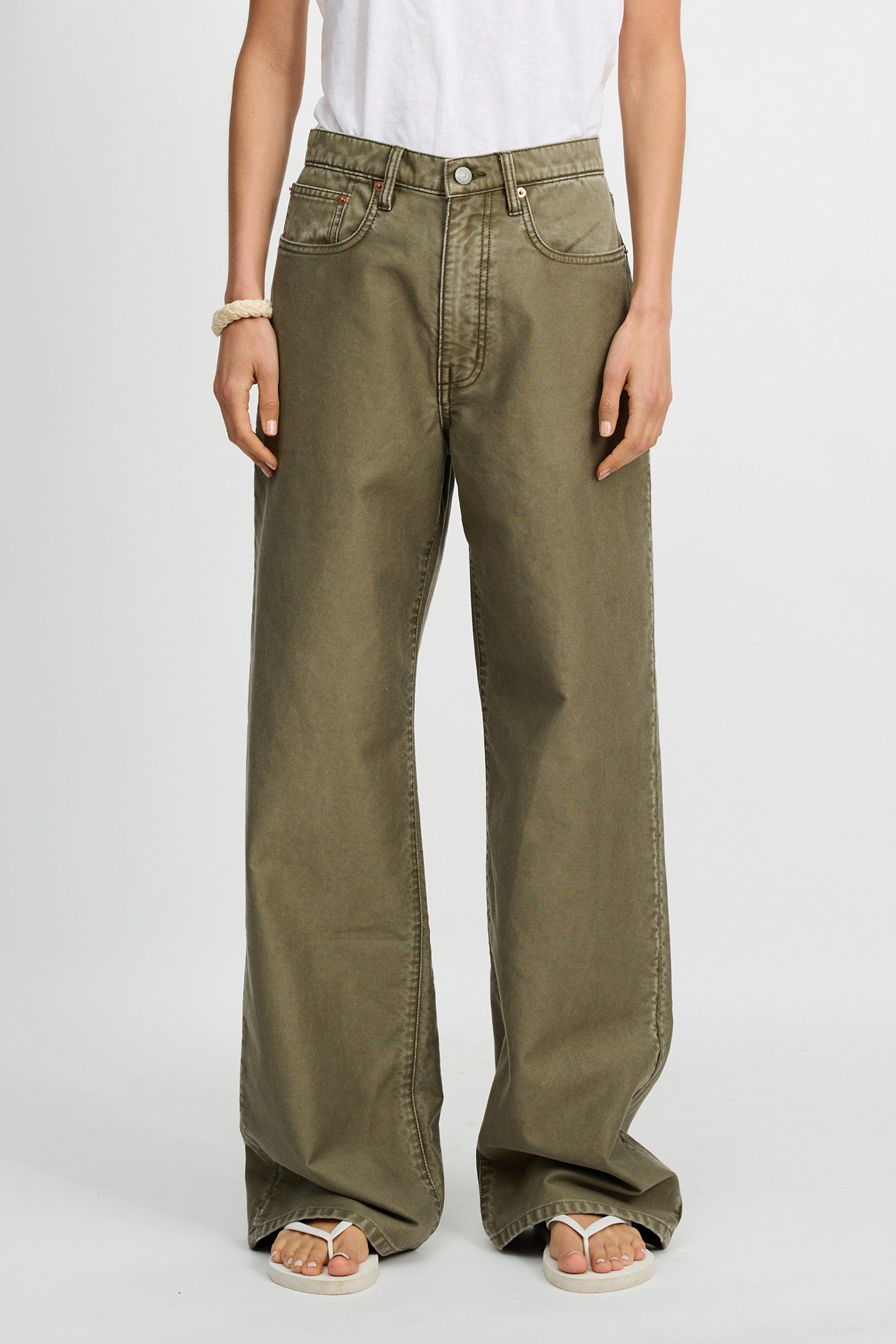 Teri Wide Leg Jean - Olive Green Bedford Cord