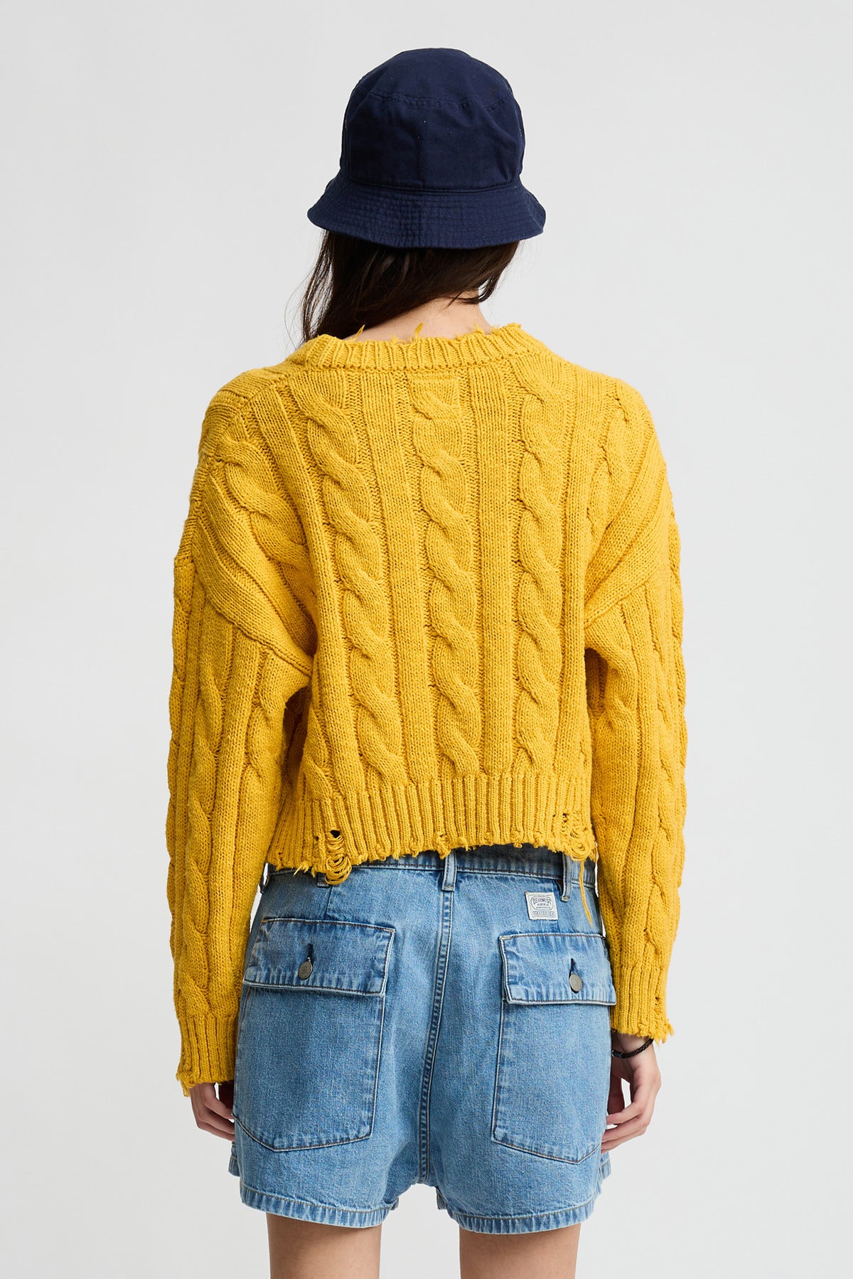 Boxy Cable Sweater - Yellow