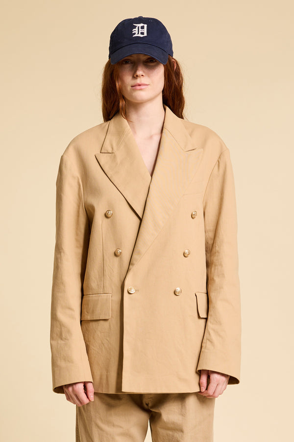 Deconstructed Db Peak Lapel Blazer - Light Khaki - Denimist