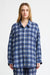 Button Front Shirt - Printed Blue/Ecru Plaid
