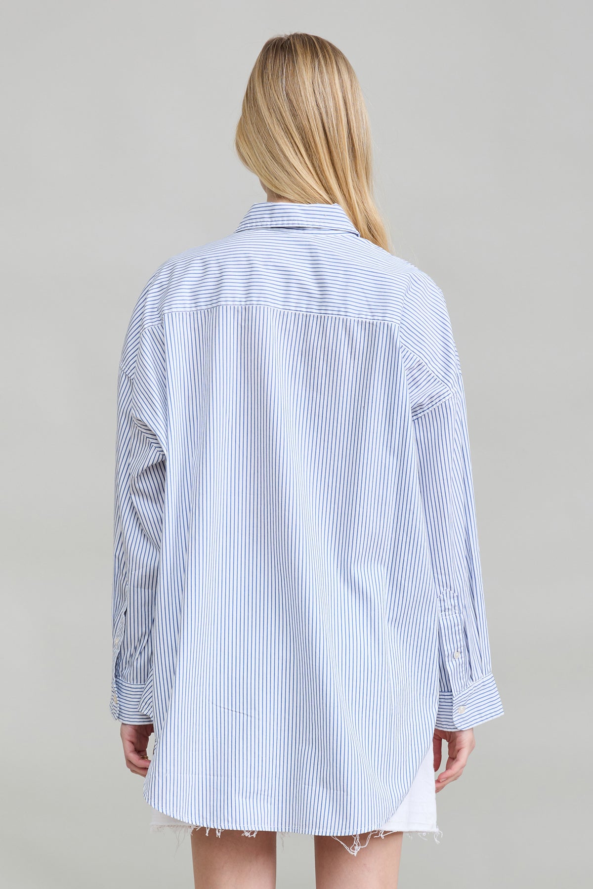 Sutton Button Front Shirt - Blue Stripe