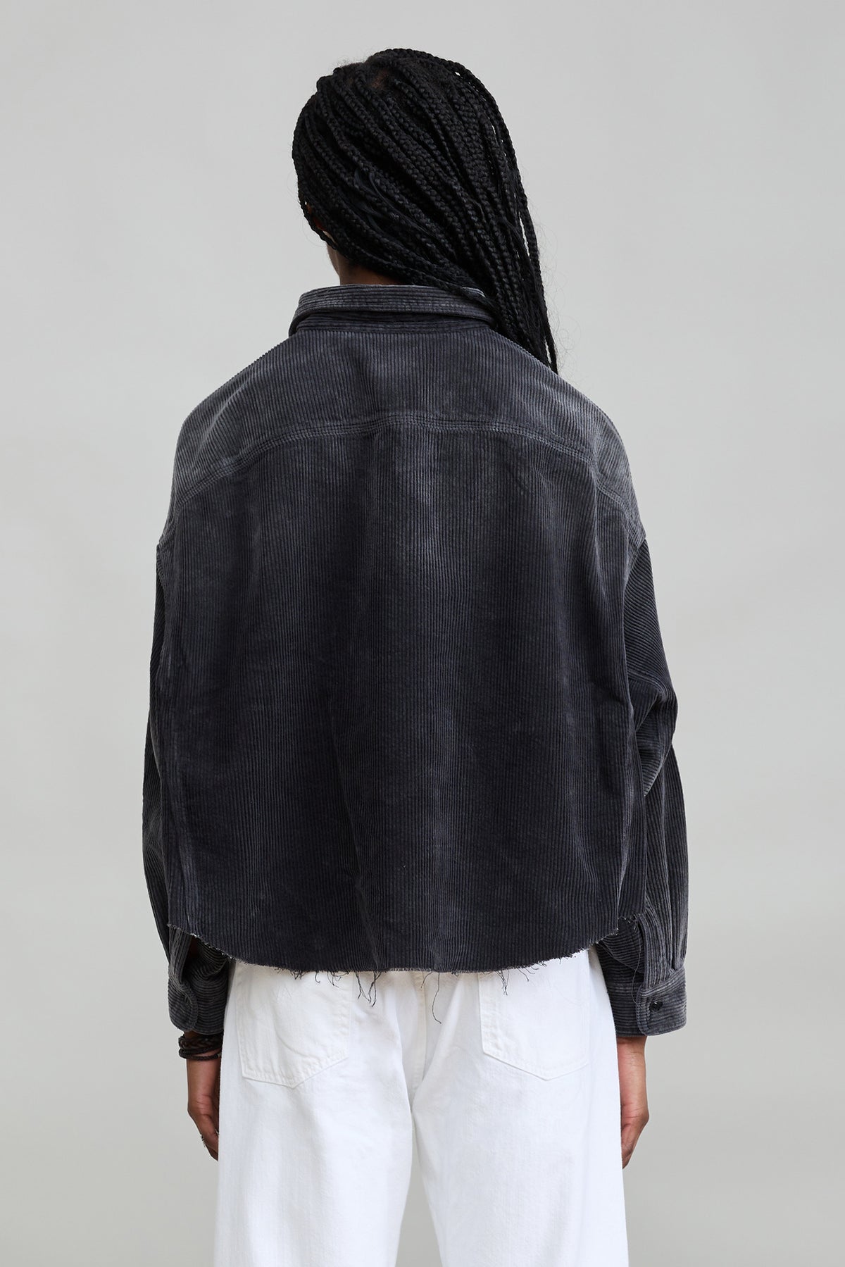 Cropped Utility Shirt - Washed Black Cord
