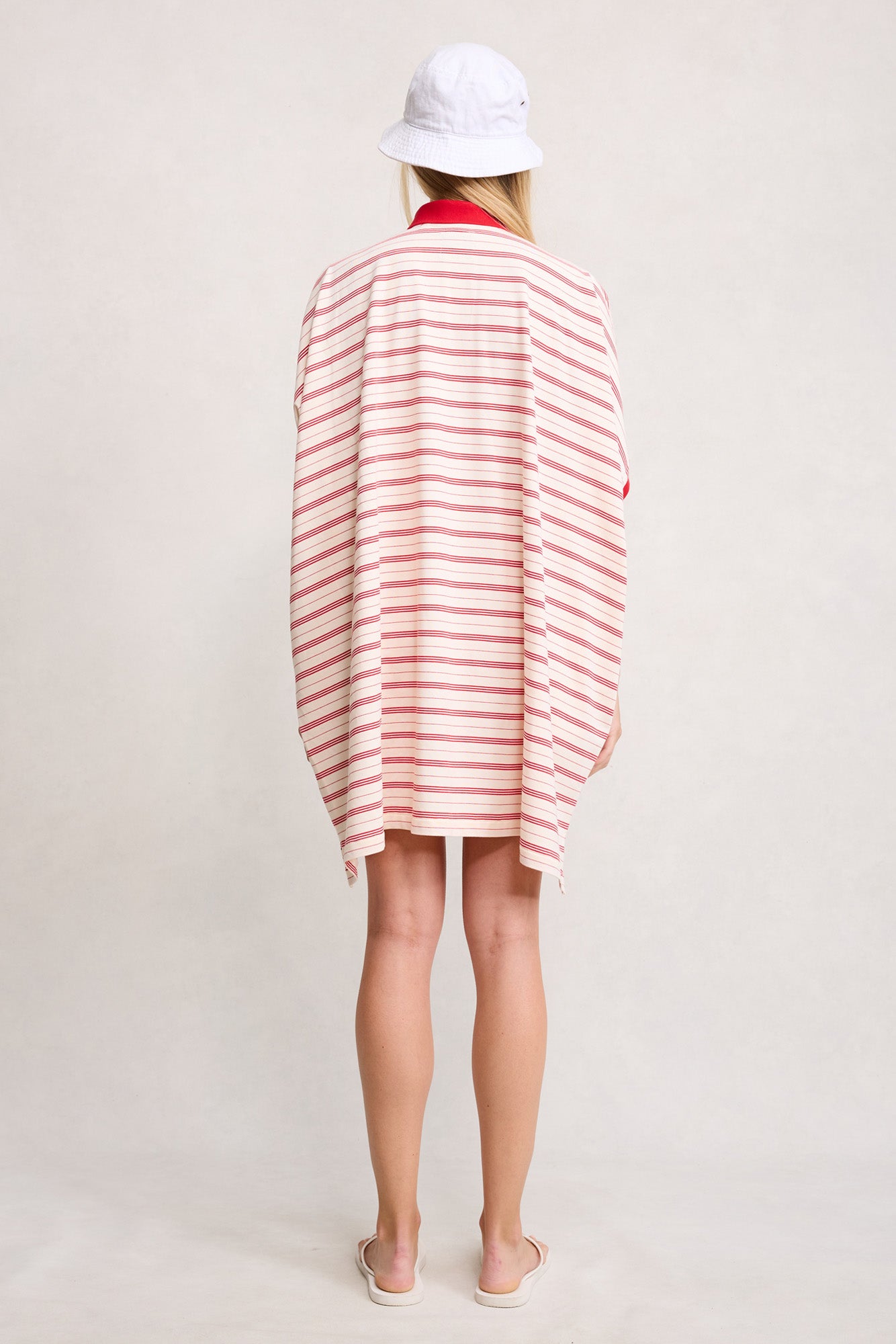 Polo Shirt Dress - Red Stripe Multi