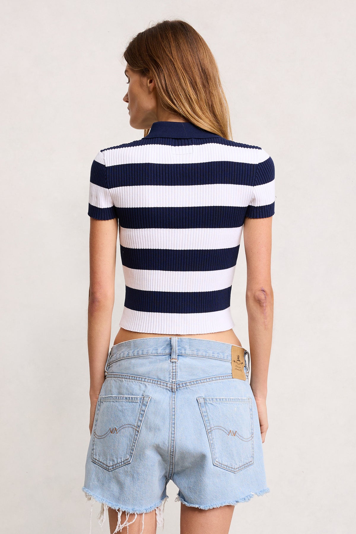 Baby Polo Sweater - Navy Blue And White Stripe