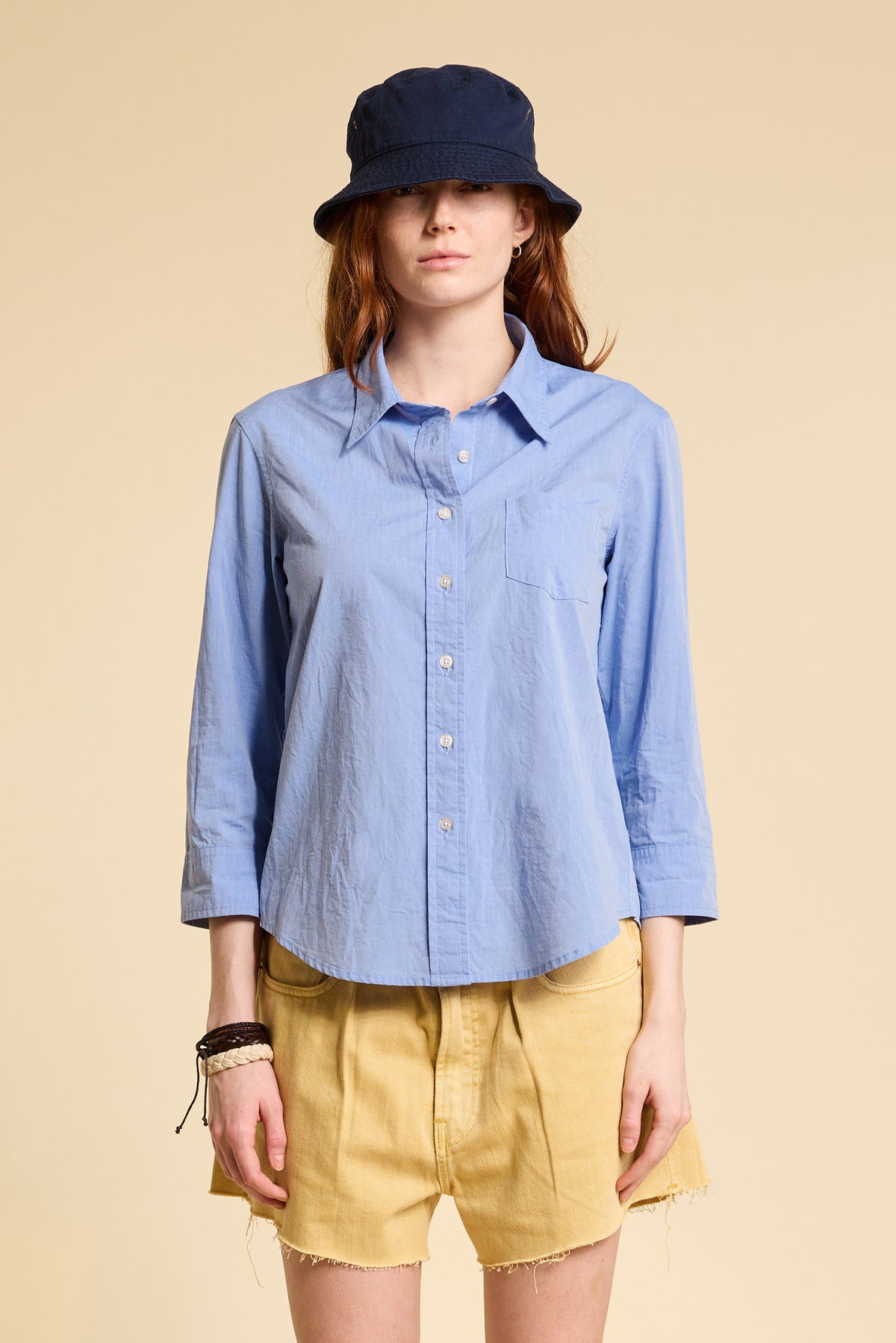 Adrienne Shrunken Shirt - Medium Blue