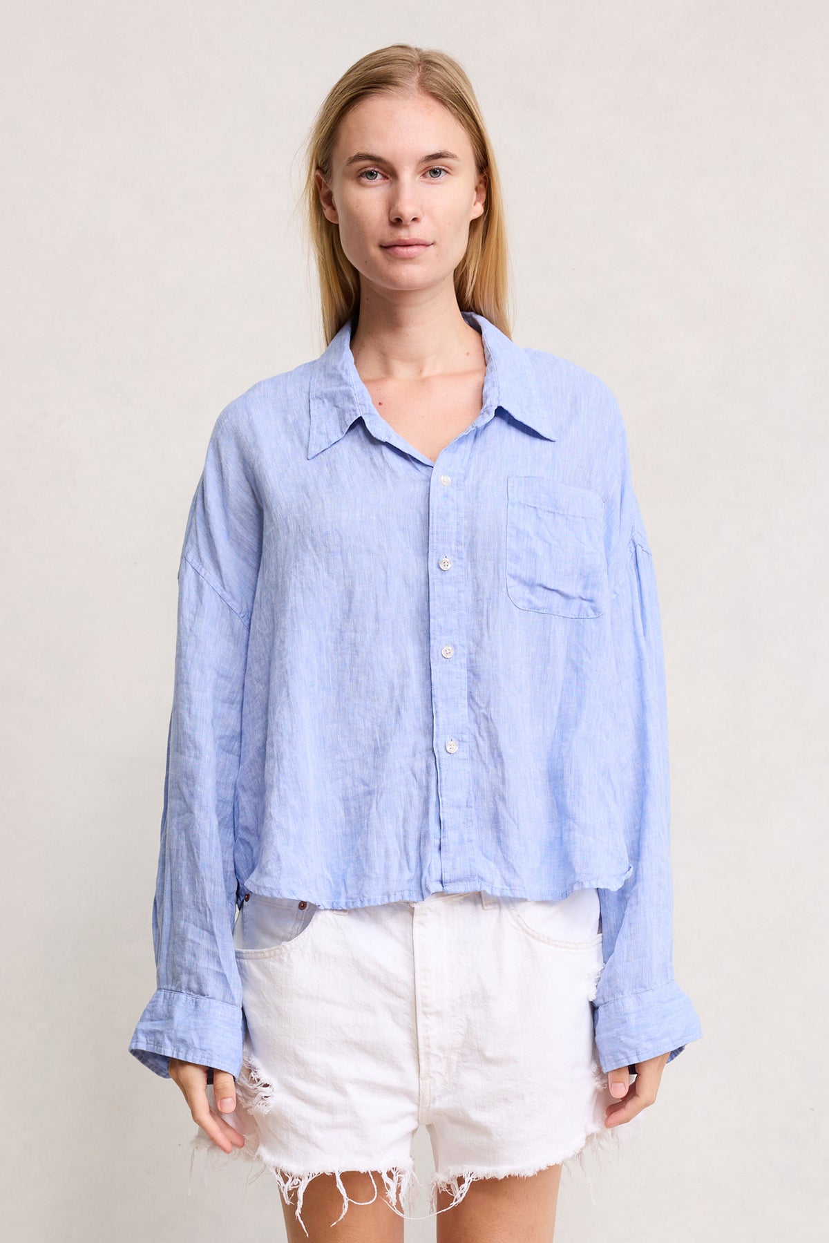 Cropped Shirt - Light Blue