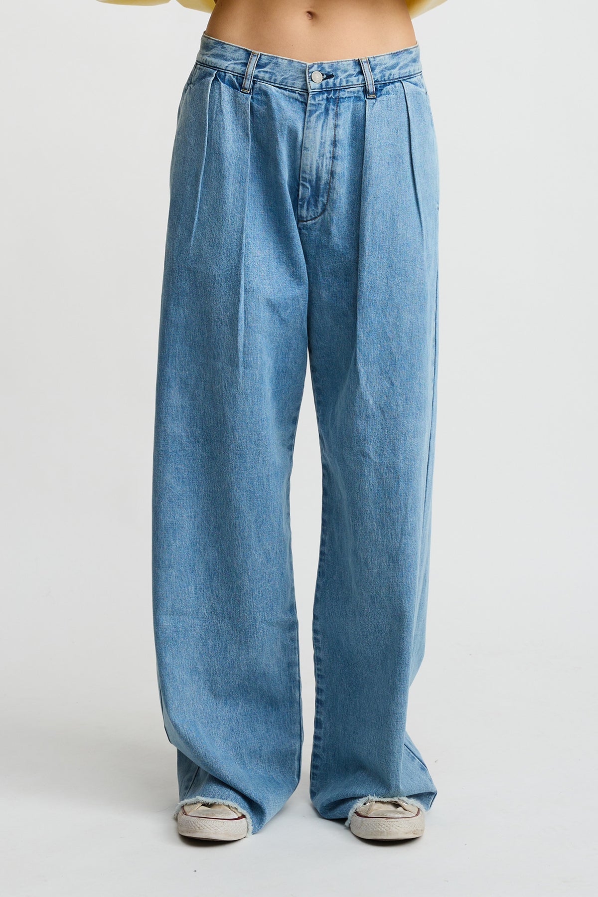 Blair Double Pleated Pant - Stone Wash Blue