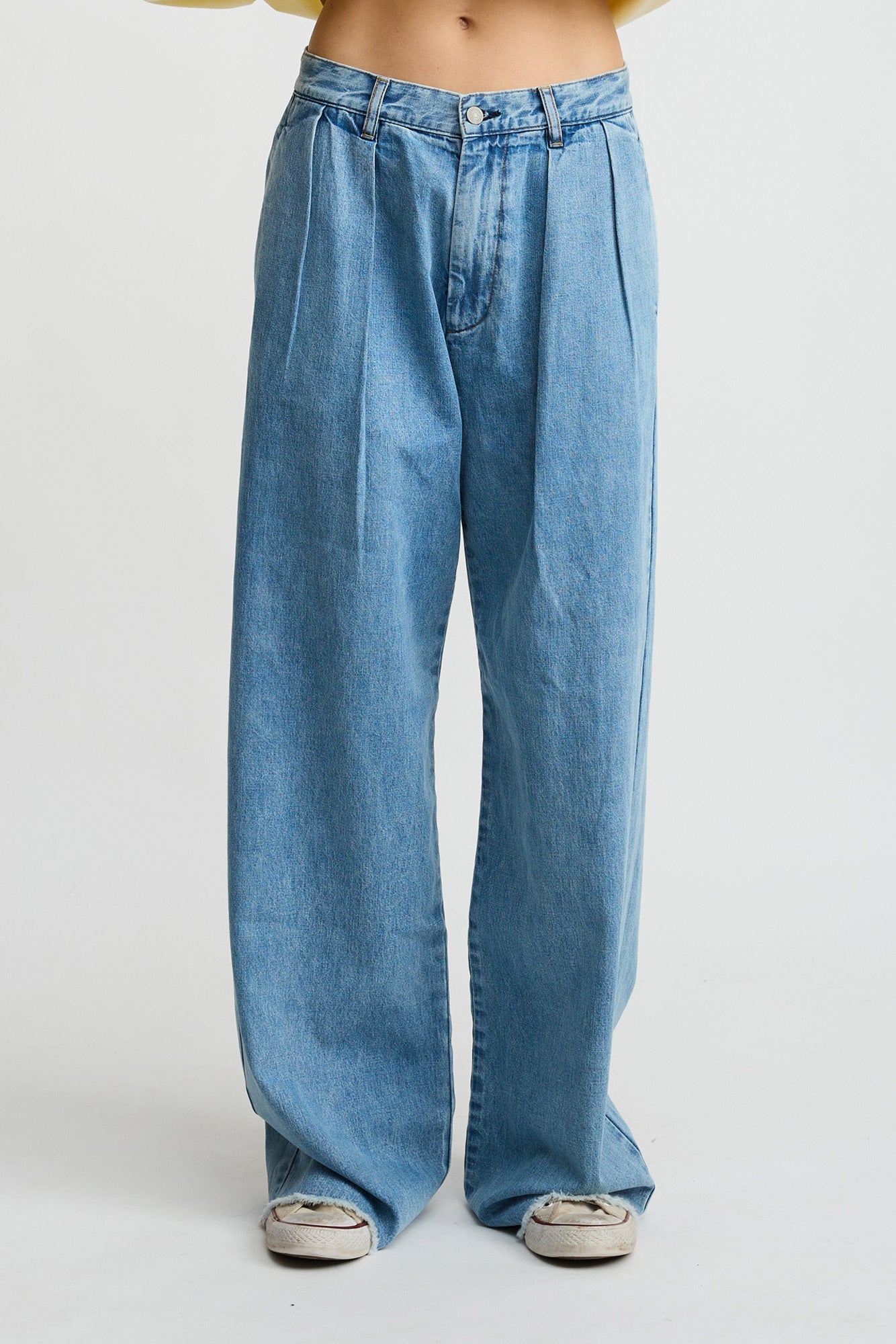 Blair Double Pleated Pant - Stone Wash Blue