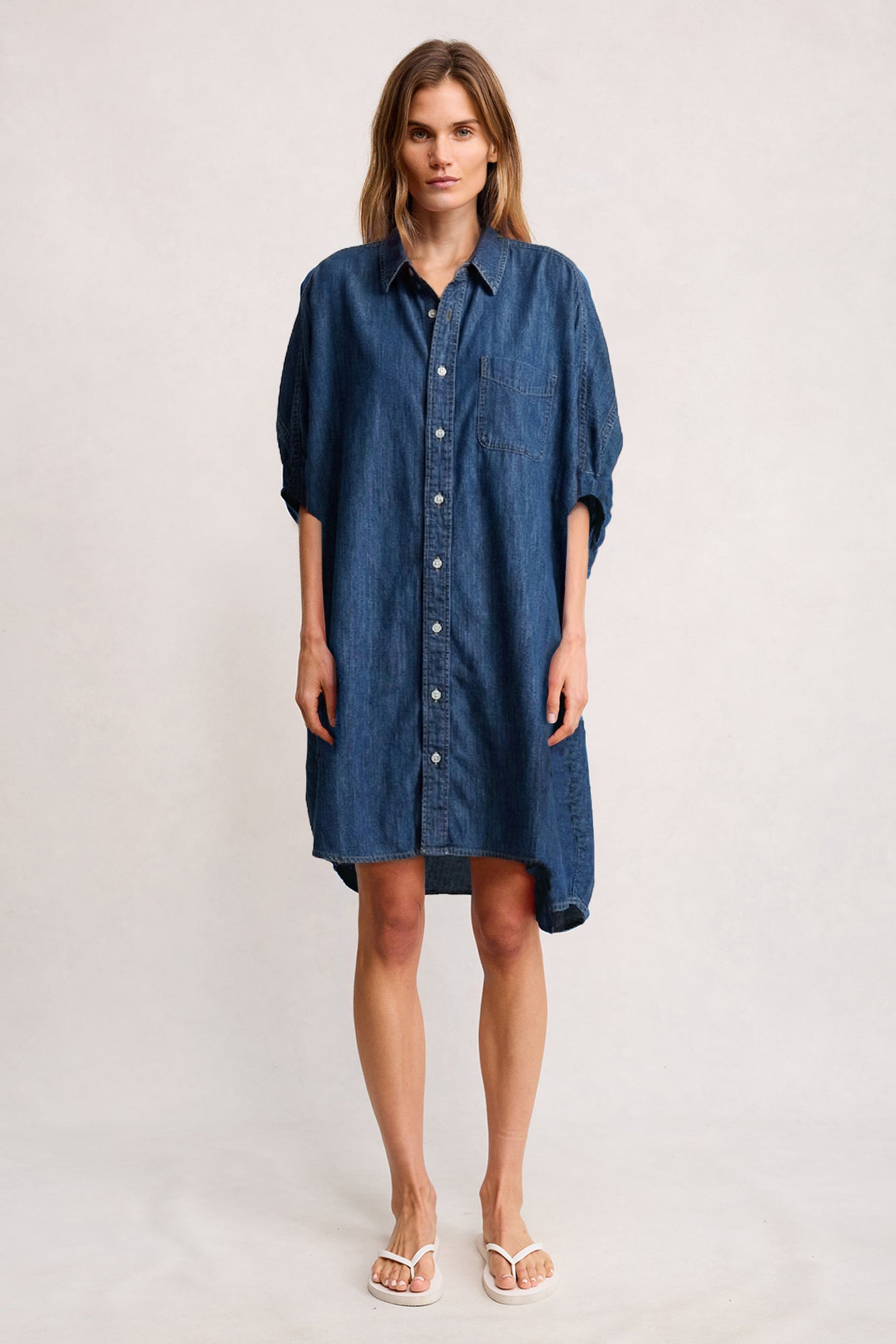 Oversized Cuffed Shirtdress - Seymour Indigo