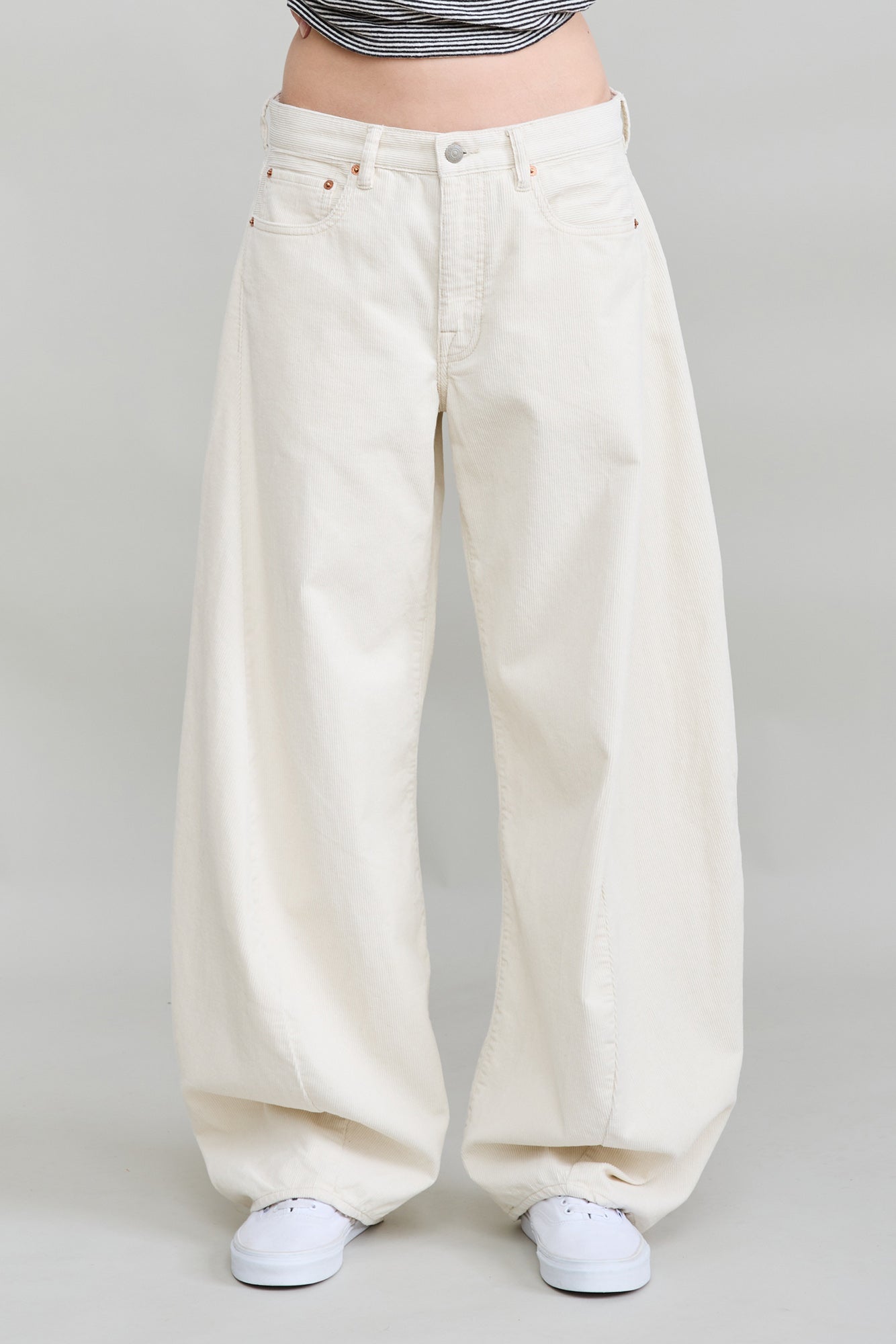 Remy Barrel Cord - Ecru White Pinwale Cord
