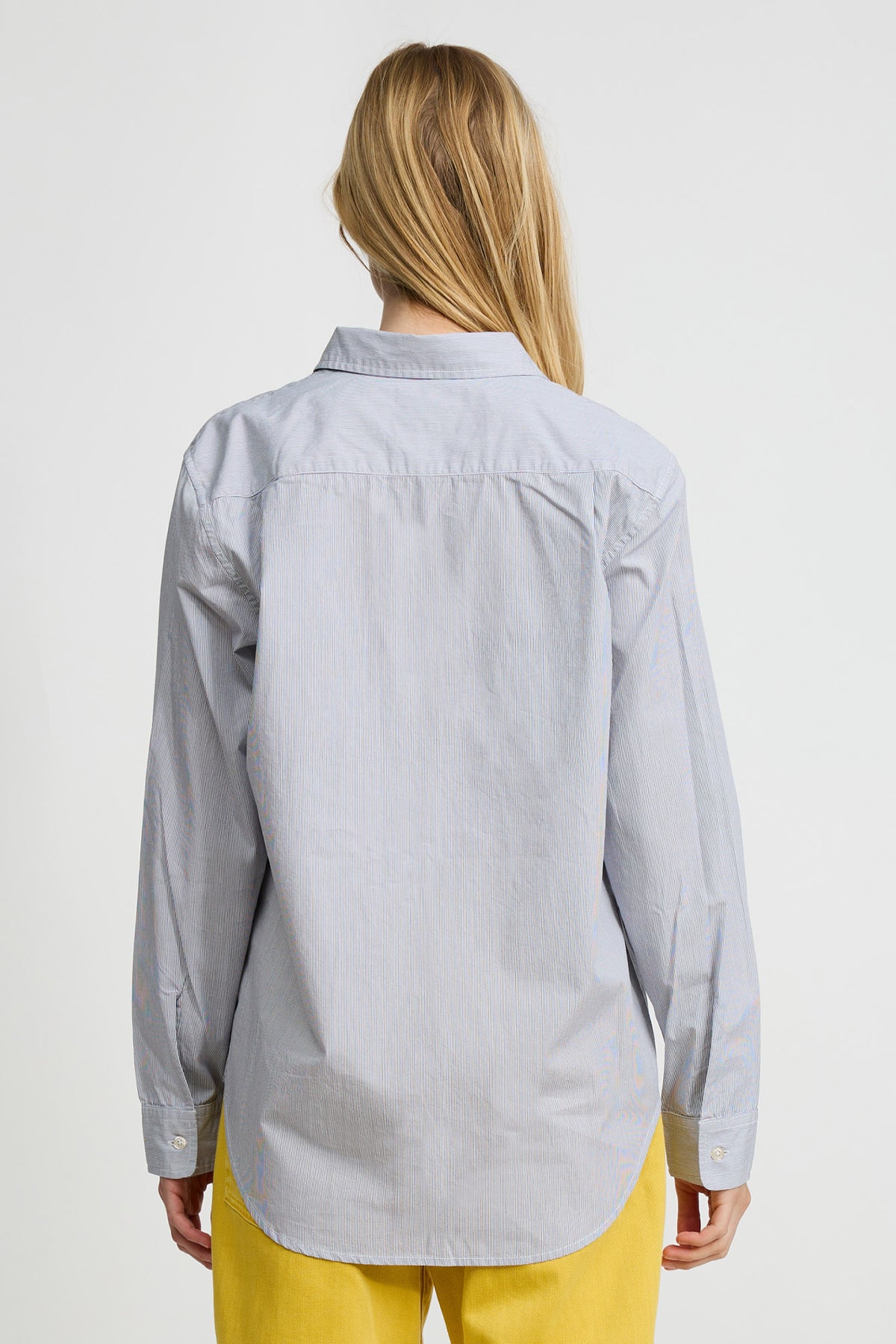 Boyfriend Shirt - Ecru White Navy Pinstripe