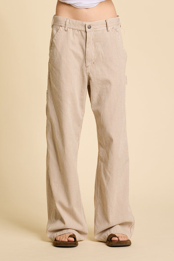 【U LAN】Stripe Work Carpenter Wide Pants Stripe Work Carpenter Wide Pants - ULAN | 60% - Asian