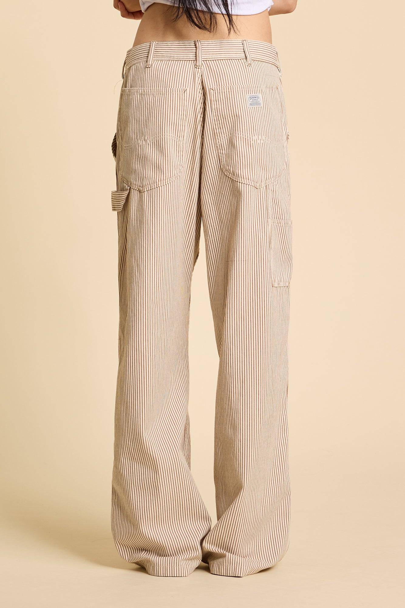 Teri Wide Leg Carpenter Pant - Brown Railroad Stripe Teri Wide Leg Carpenter Pant - Brown Railroad Stripe