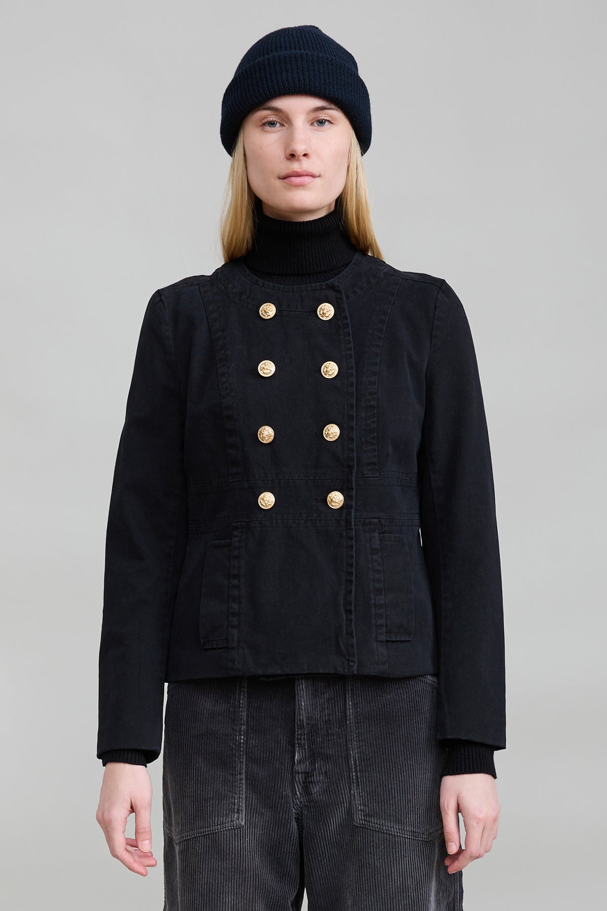 Shrunken Officer Jacket - Black
