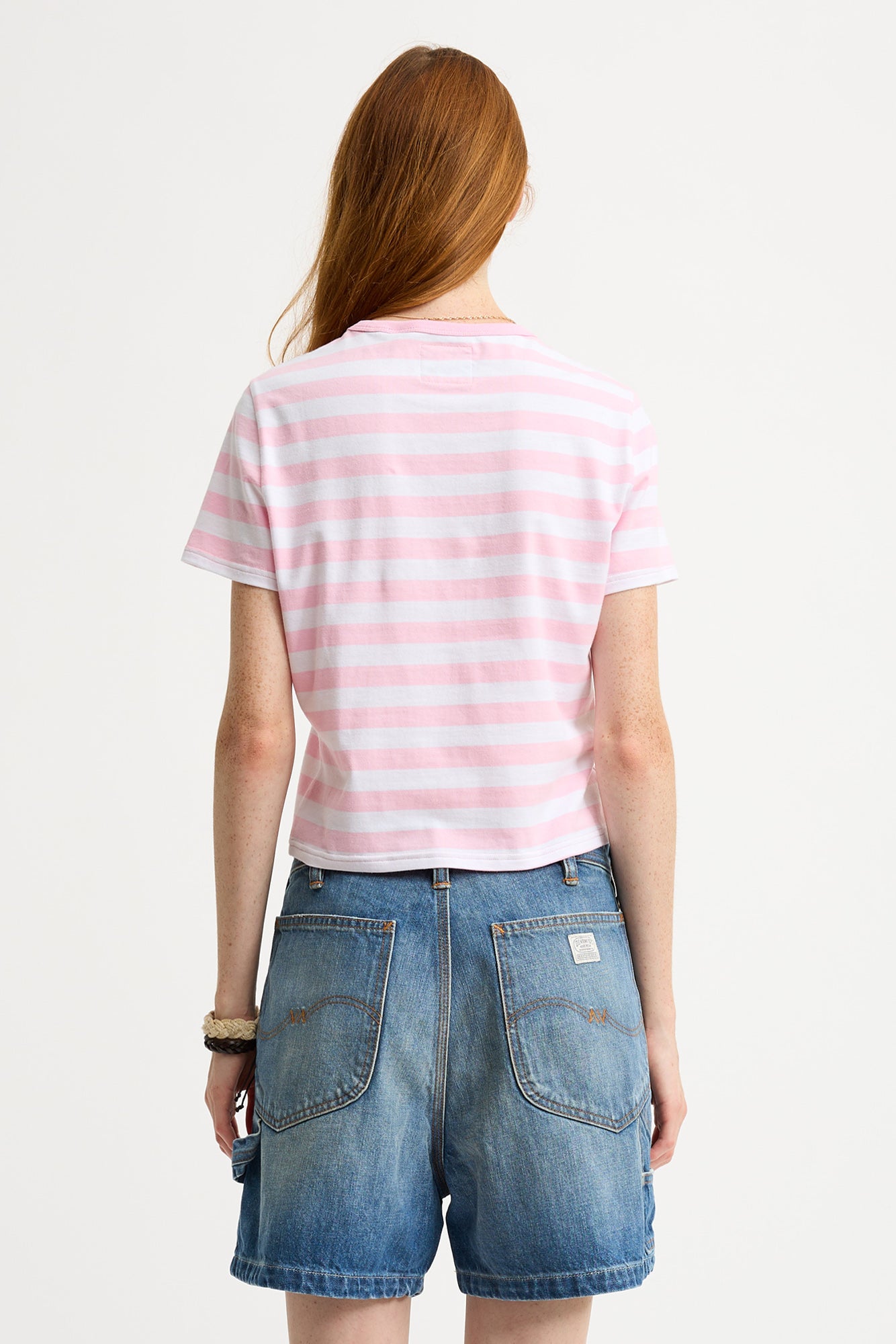 Striped Baby Tee - Light Pink Wide Stripe