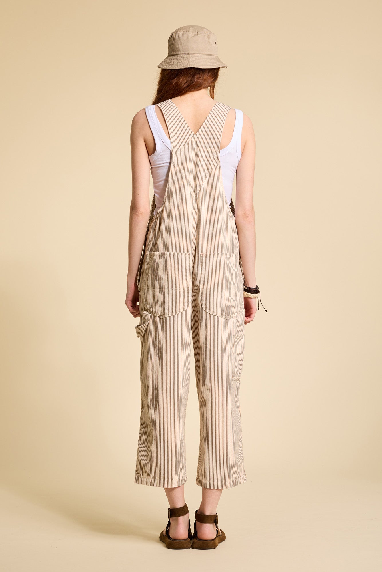 Relaxed Overall - Brown Railroad Stripe