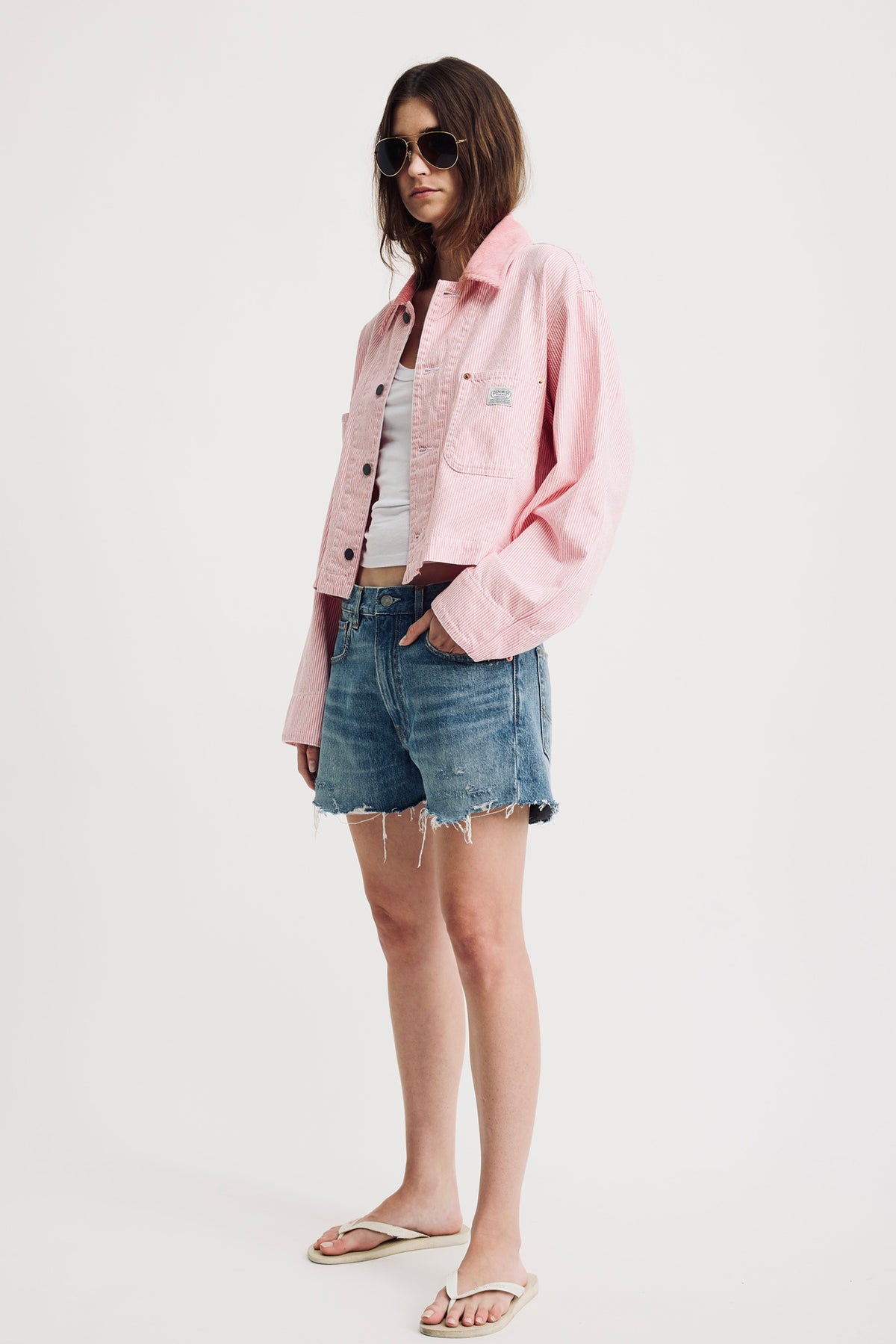 Cropped Chore Jacket - Railroad Vivid Pink