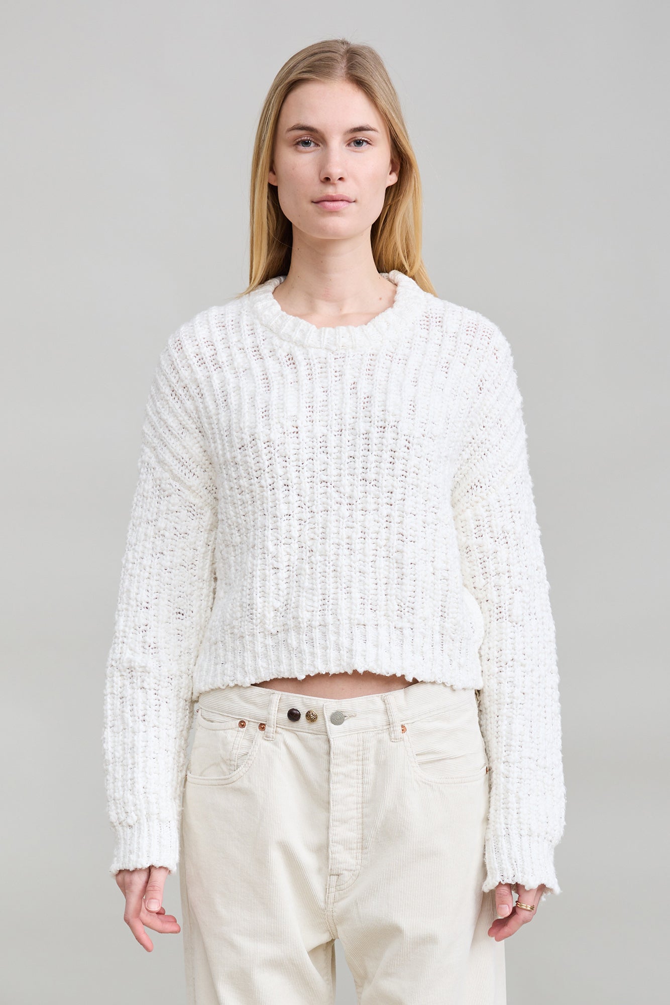 Chunky Boxy Sweater - White