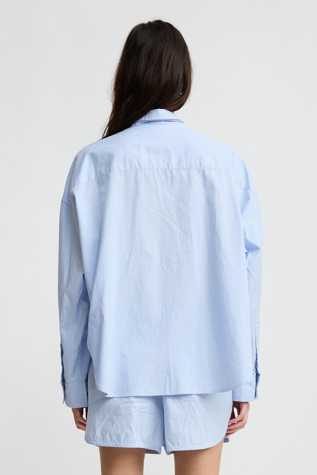 Cropped Shirt - Light Blue Stripe