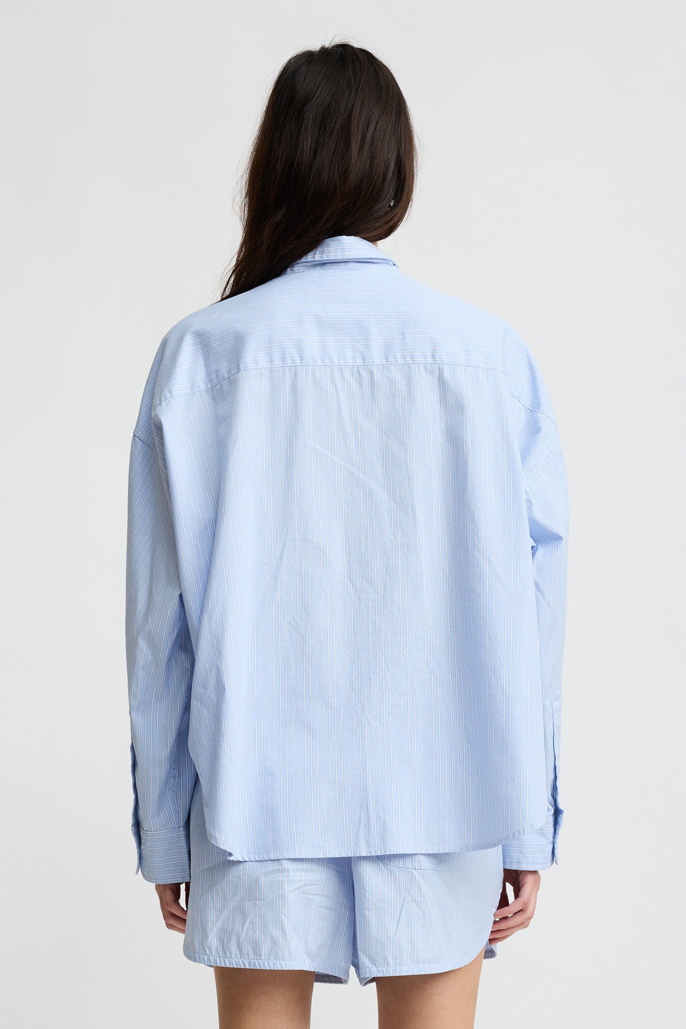 Cropped Shirt - Light Blue Stripe
