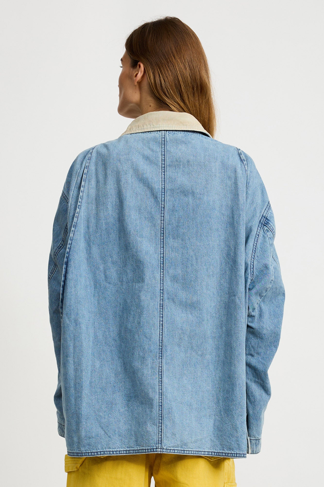 Oversized Hunting Denim Jacket - Stone Wash Blue - denimist