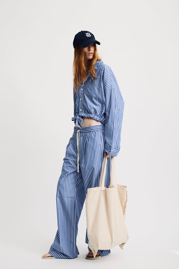 PJ Pant - Medium Blue Wide Stripe