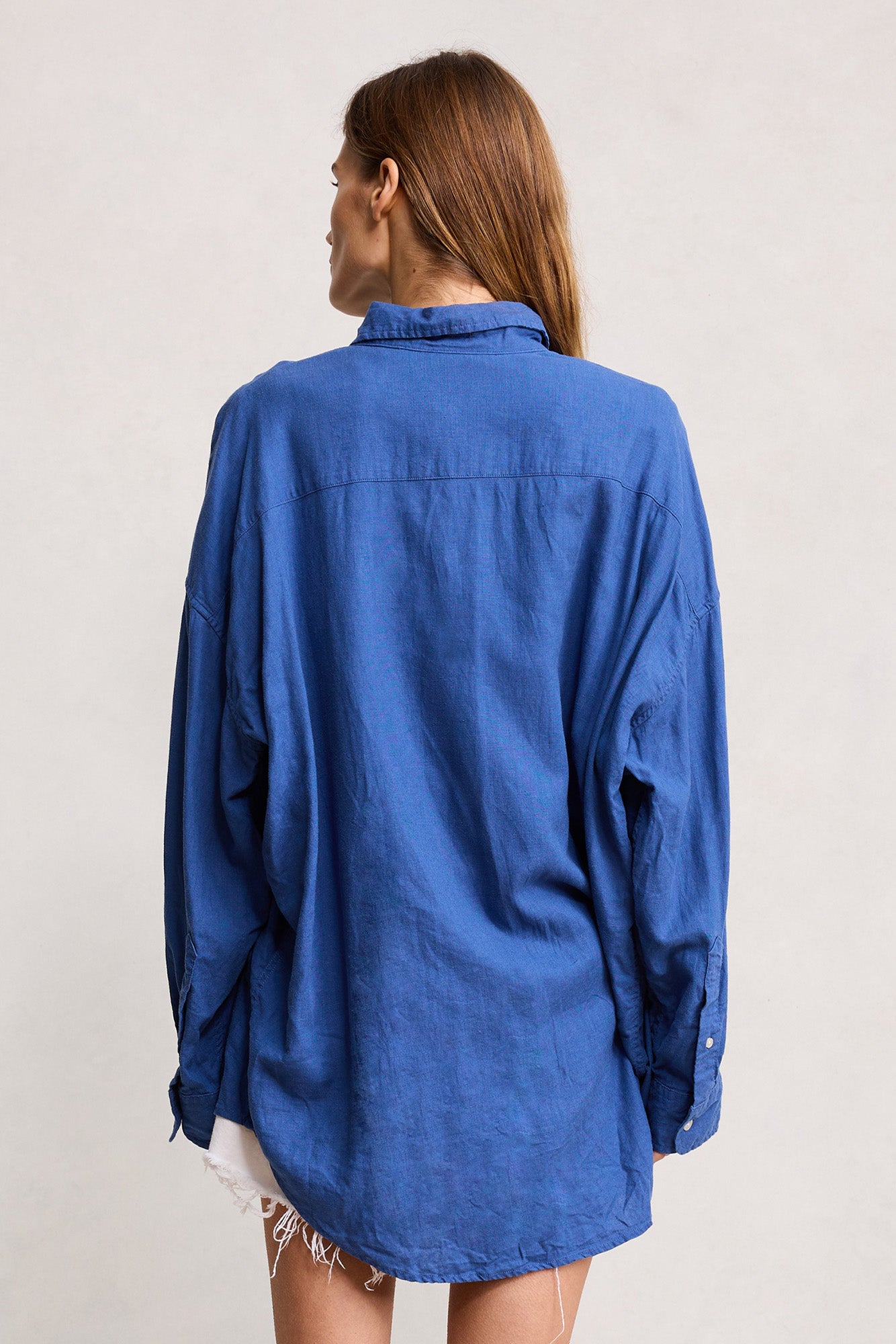 Sutton Button Front Shirt - Bright Blue