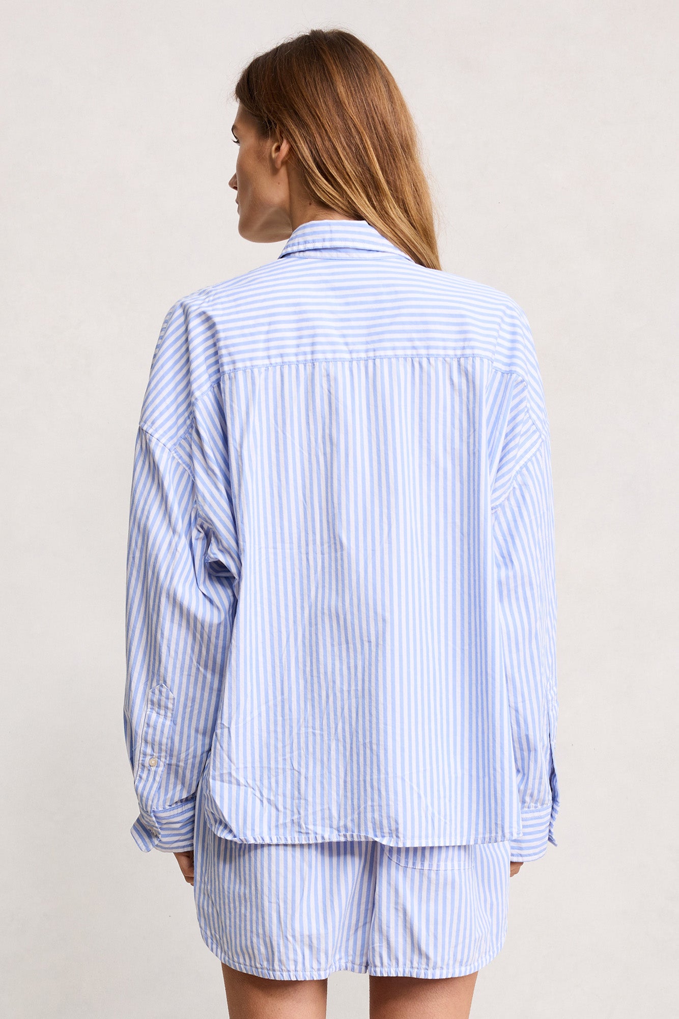 Cropped Shirt - Light Blue Stripe