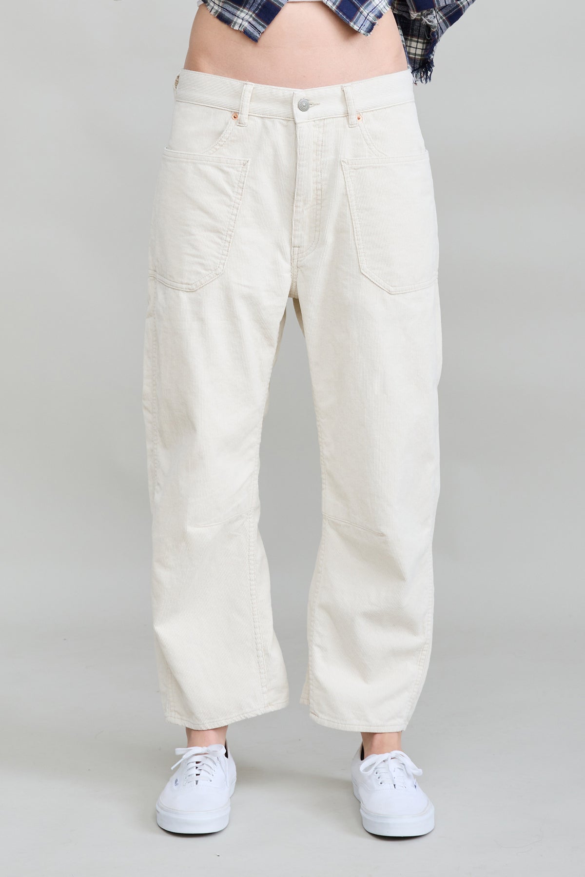 Bella Utility Pant - Ecru White Pinwale Cord