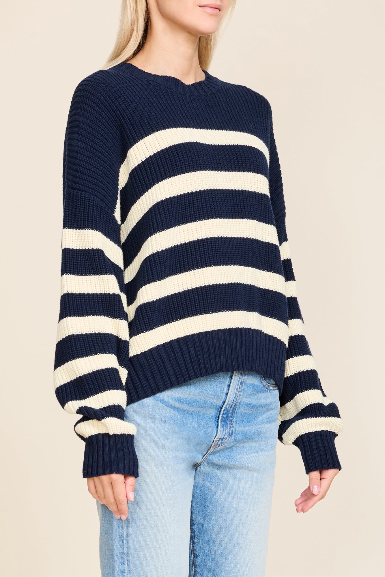 Oversized Cropped Striped Sailor Sweater